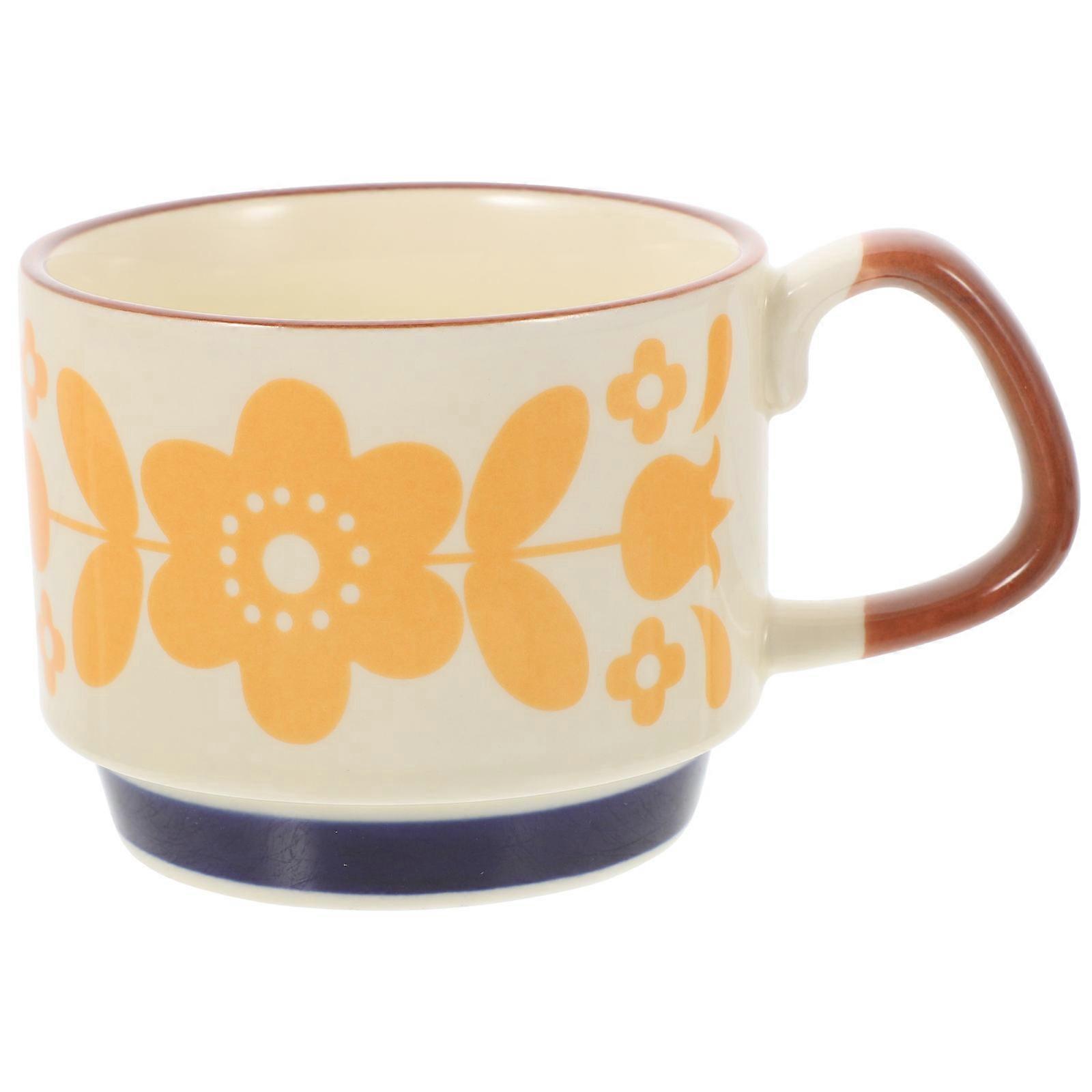 Ceramic Cappuccino Cups for Home Use Stackable 3Pcs Set
