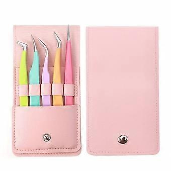 6 Pcs Stainless Steel False Eye Tweezers Set, Professional Eye Curling Tool with Storage Bag, Durable Beauty Accessories for Volume and Lift Look