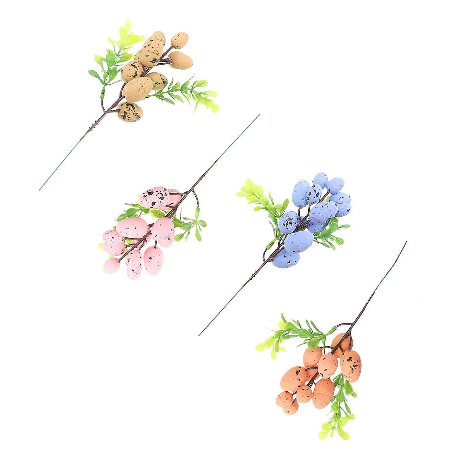 4pcs  Simulation Easter Egg Plant Ornament Artificial Plant Easter Ornament
