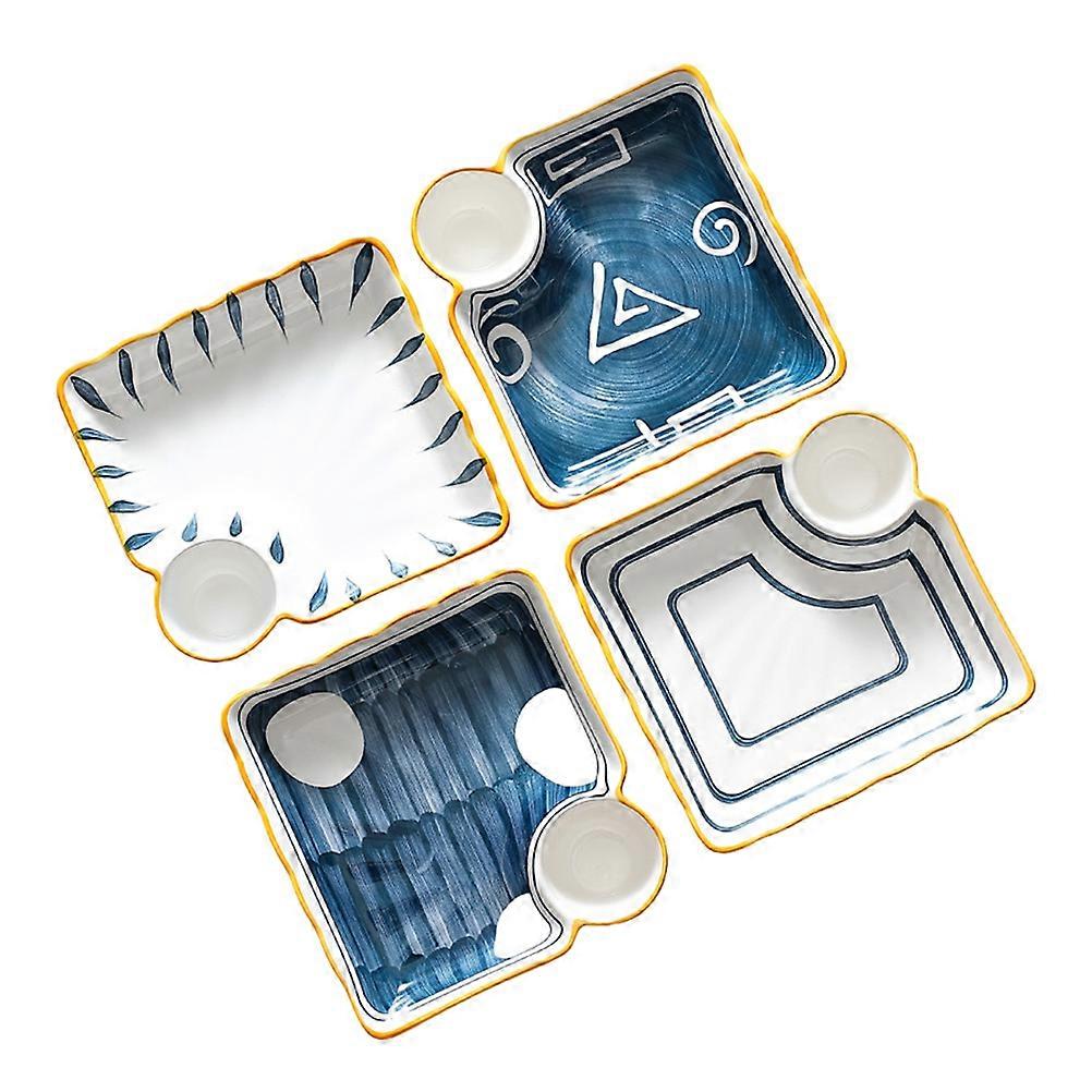 Ceramic Dumpling Plate for Serving 8Pcs Practical Square Assorted Color Plates