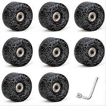 8 Pack 85A Quad Roller Skate Wheels 62 x 33mm with Bearings Black