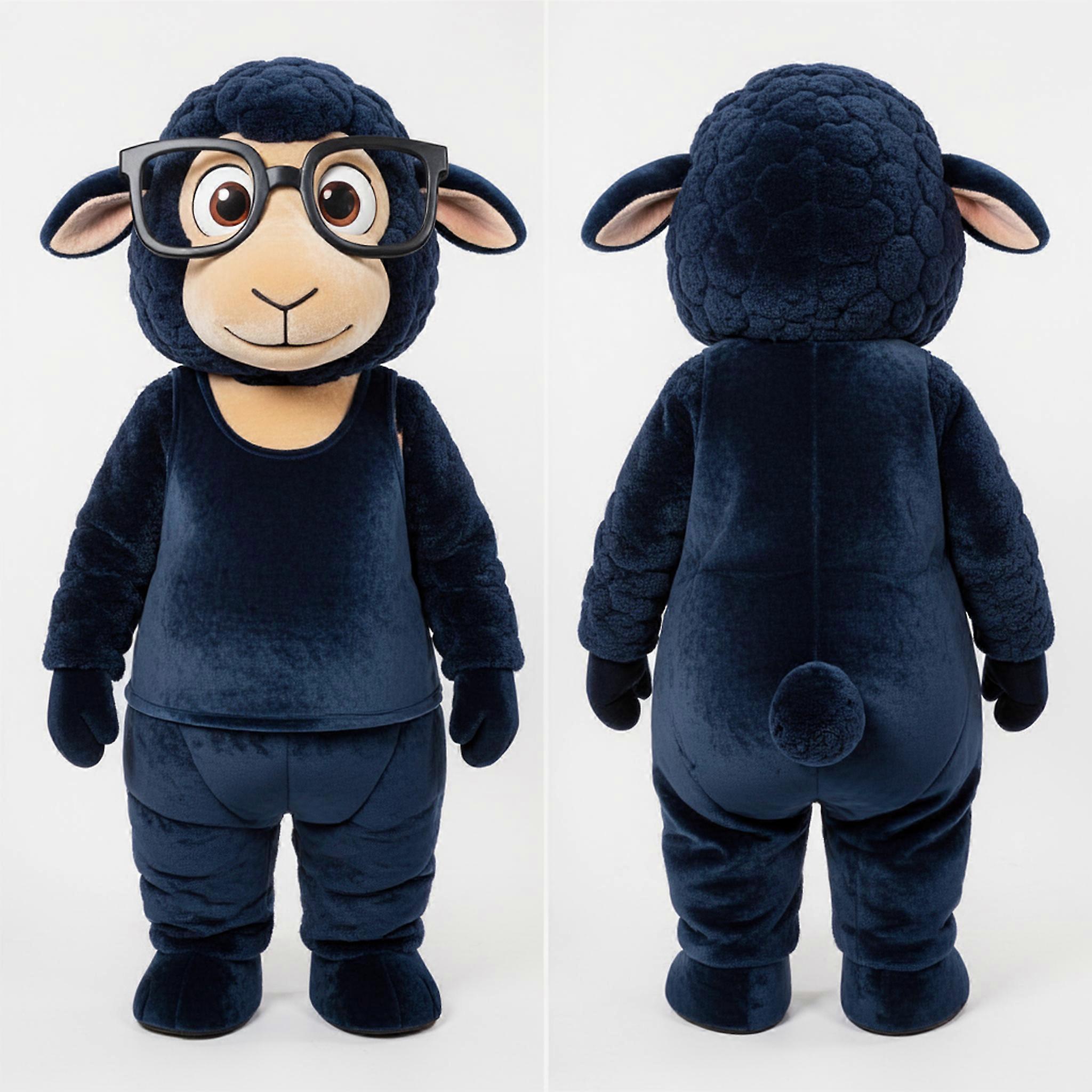 MASTICOT Navy Blue Cuddly Sheep Mascot