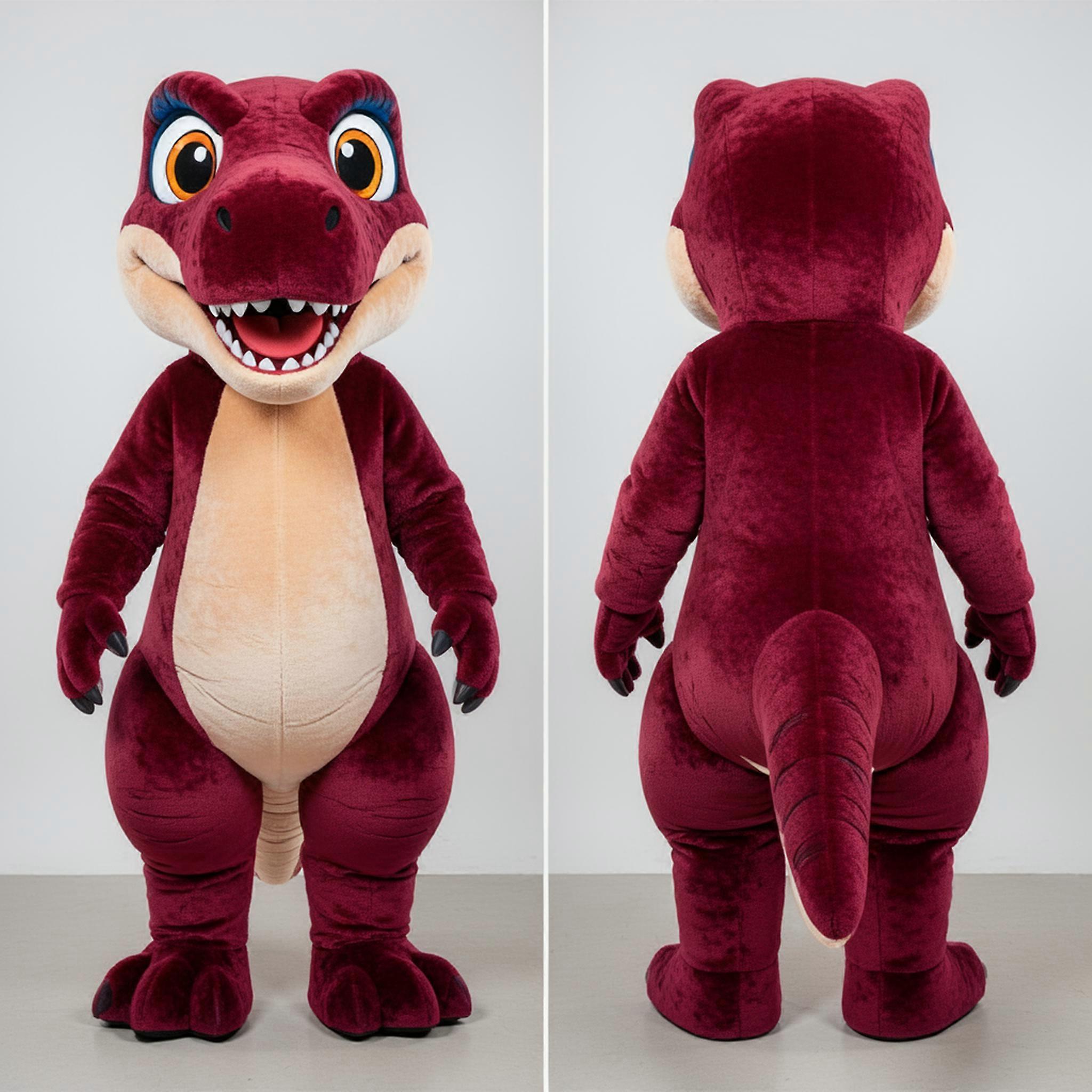 MASTICOT Maroon Cartoon Utahraptor Mascot