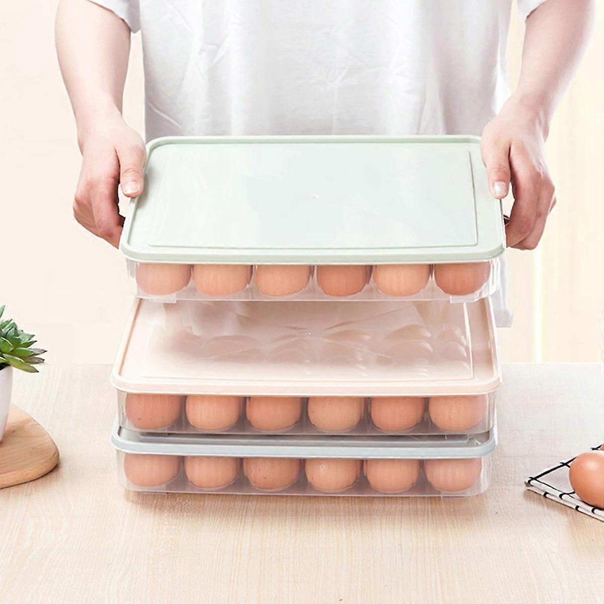 Green Egg Storage Box for 24 Eggs with Protective Shockproof Case