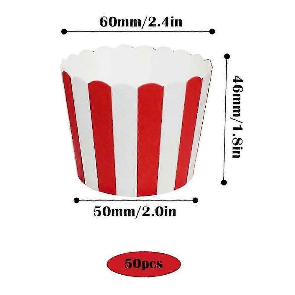 Disposable Red Stripe Cake Paper Mold - 50pcs