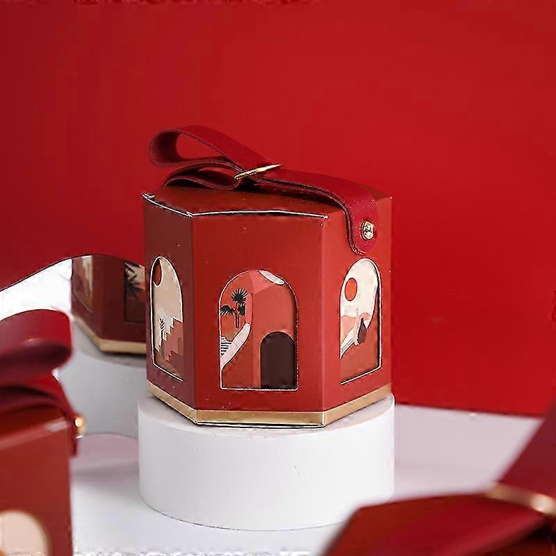 20 Pcs Floral Hexagonal Favour Boxes With Strap