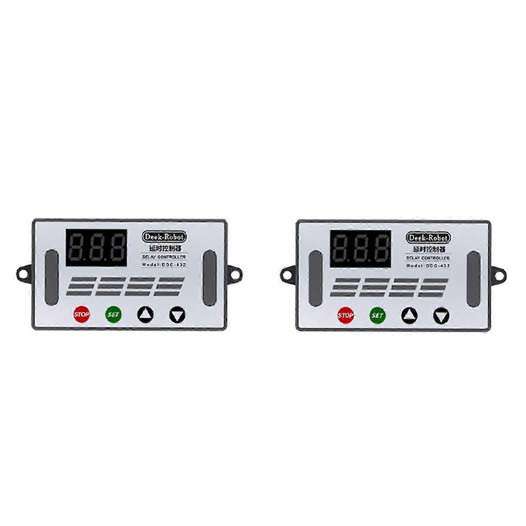 2Pcs DDC-432 Dual MOS Delay Relay, LED Cycle Timer Switch, 5-36V, 15A