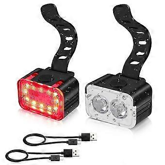 Front and Rear Bike Lights, 8+12 Lighting Modes IPX6 Waterproof LED Bike Light, USB Rechargeable Bike Lights for Cycling MTB, Trekking, Bicycle, Long 