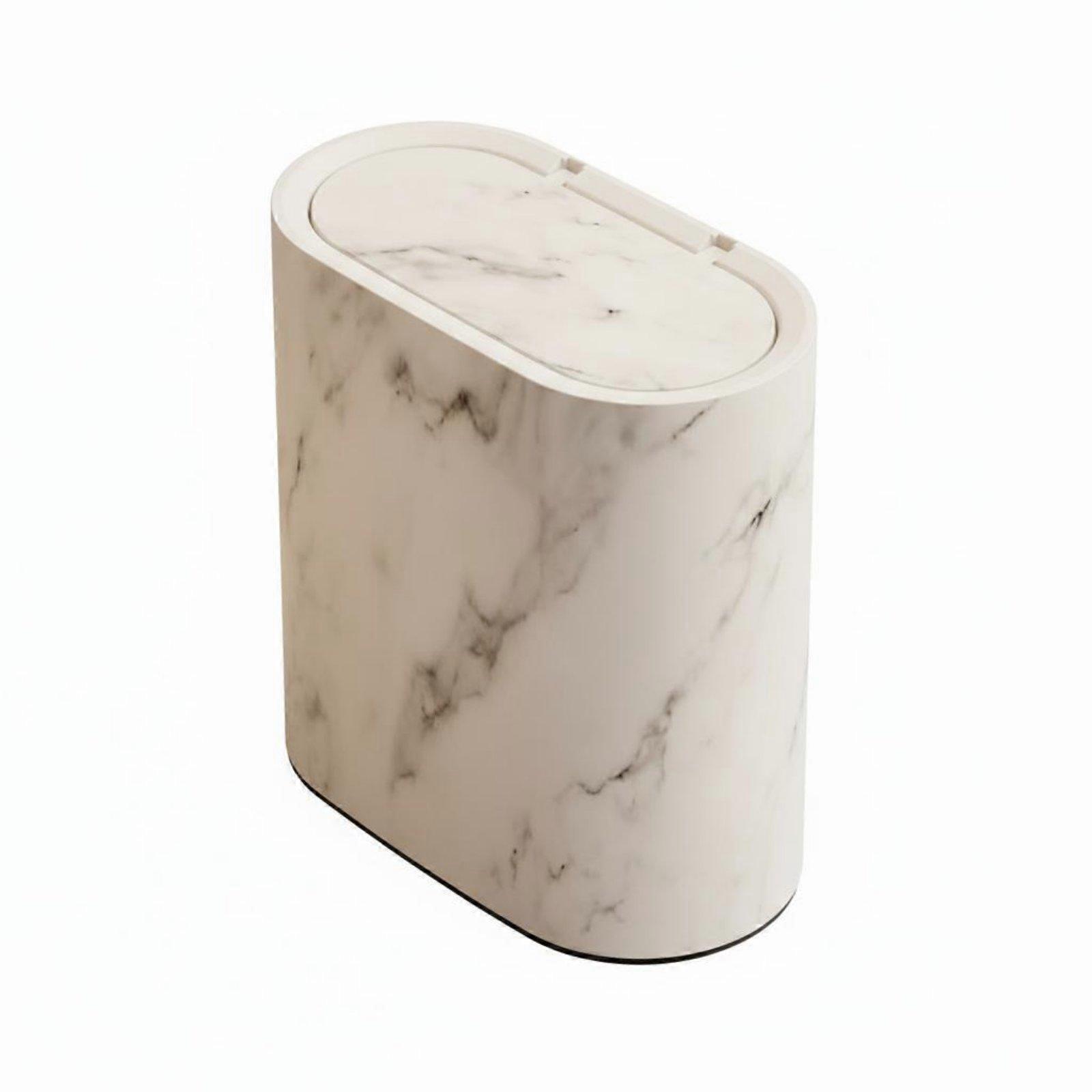 Marble Pattern Garbage Bin Space-Saving Marble Pattern Trash Can Easy to