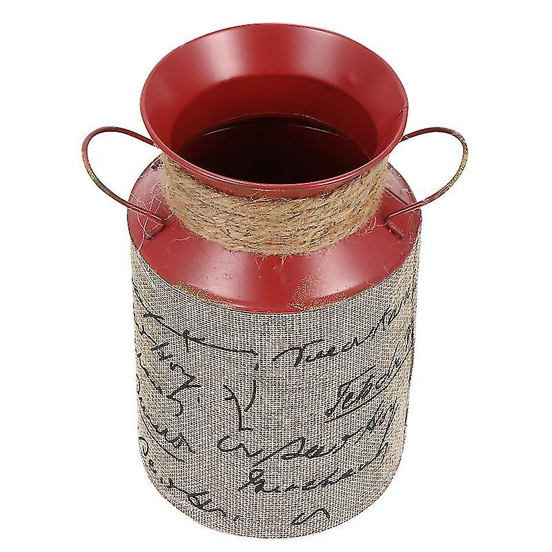 22X12cm Red Vases 1pc Scene Adornment Vintage Style Flower Bucket Flower Arrangement Container