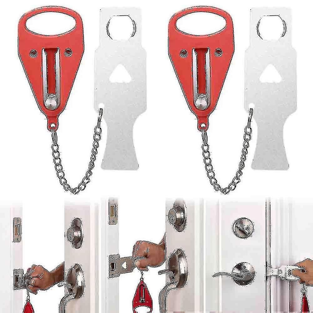 2 חבילות אבטחה מנעול דלת ניידת גרסה משודרגת דירת אבטחה חדר שינה מנעול דלת חדר שינה מנעול דלת נסיעה