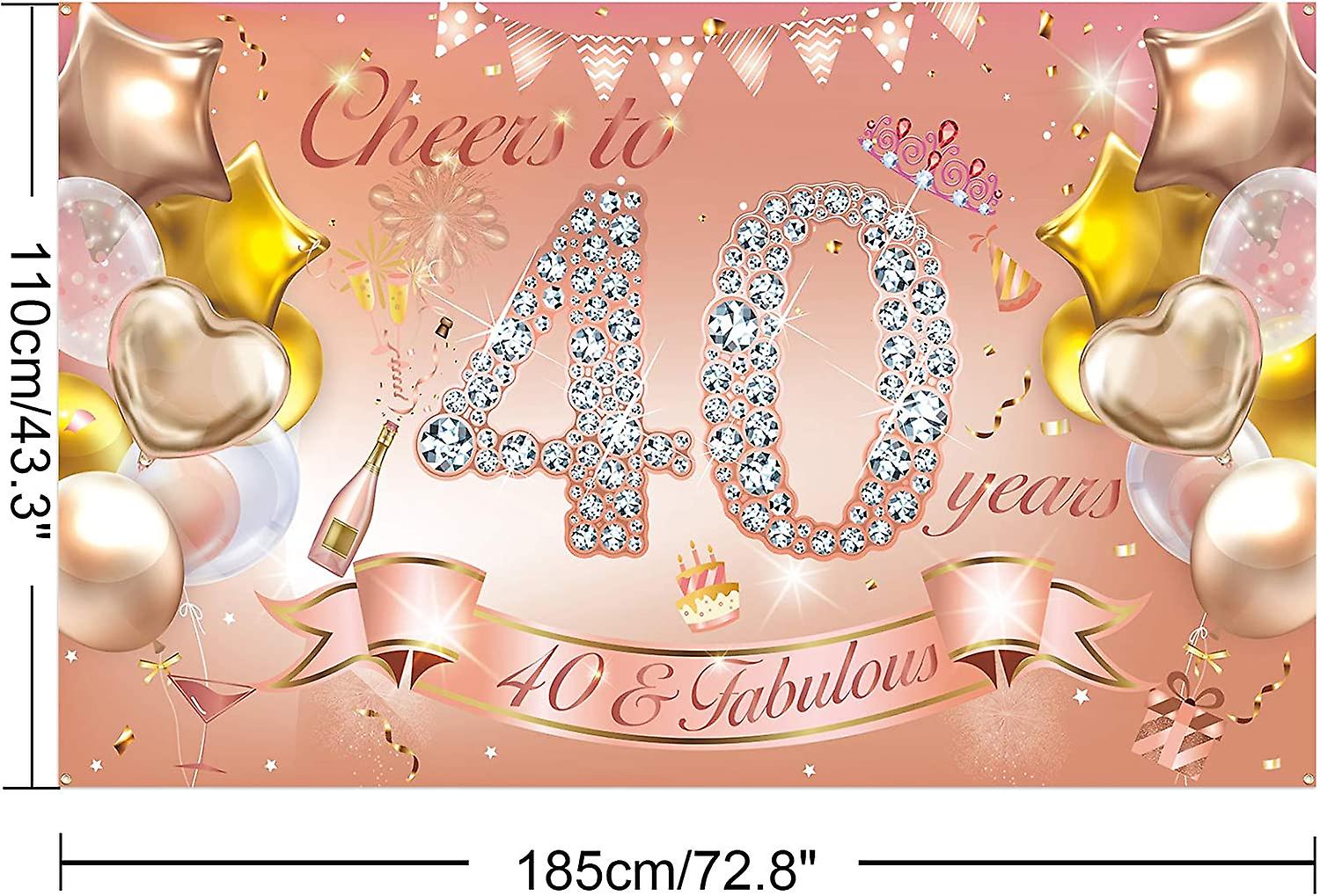 Happy 40th Birthday Dekoration Set – Rosegold Teller, Servietten, Banner Für Frauen