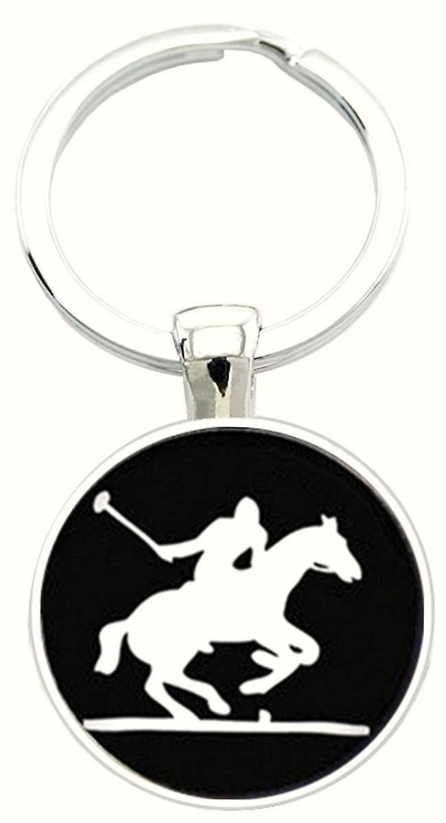Bassin and Brown Polo Player Keyring - Black/White