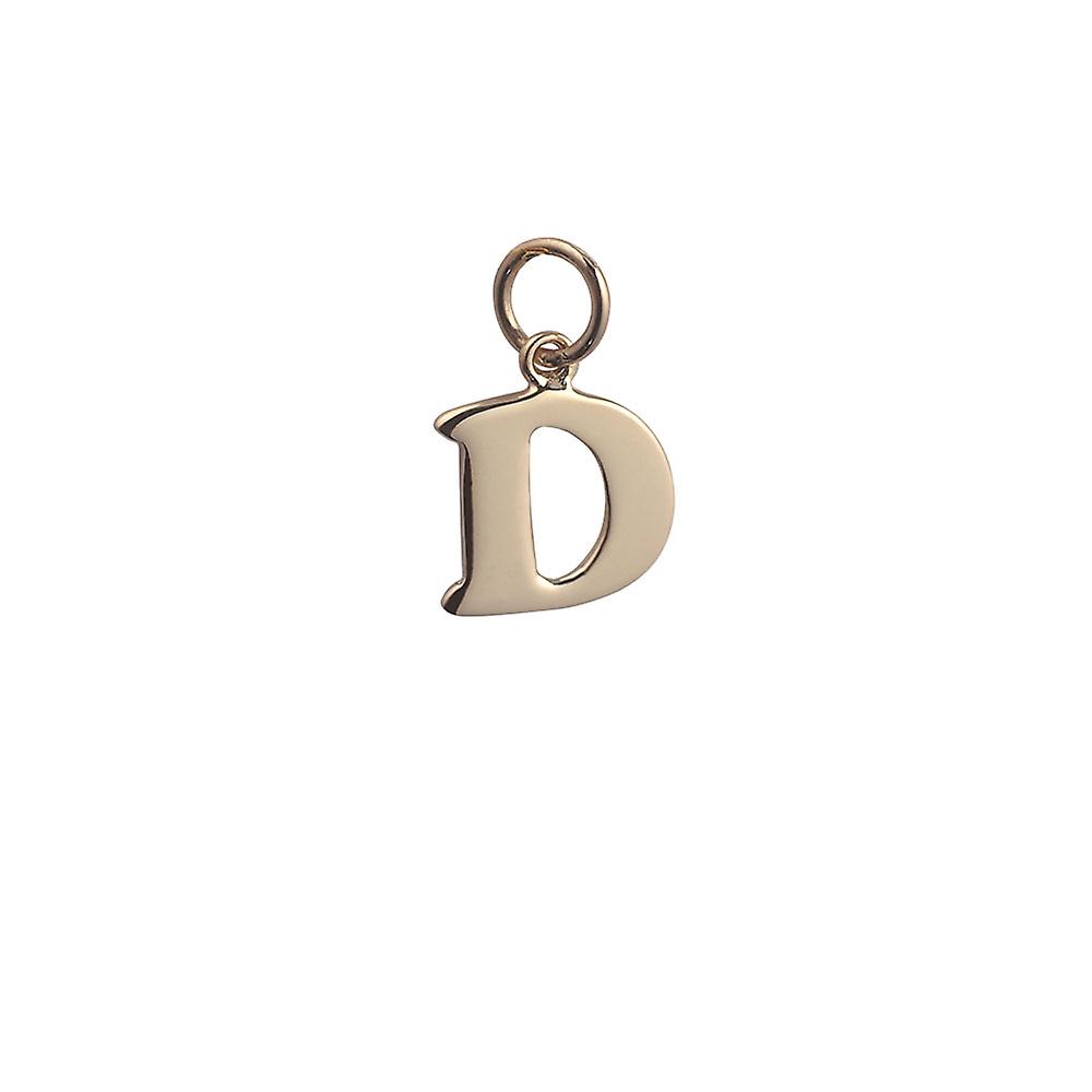 9ct Gold 12x10mm plain Initial D Pendant or Charm