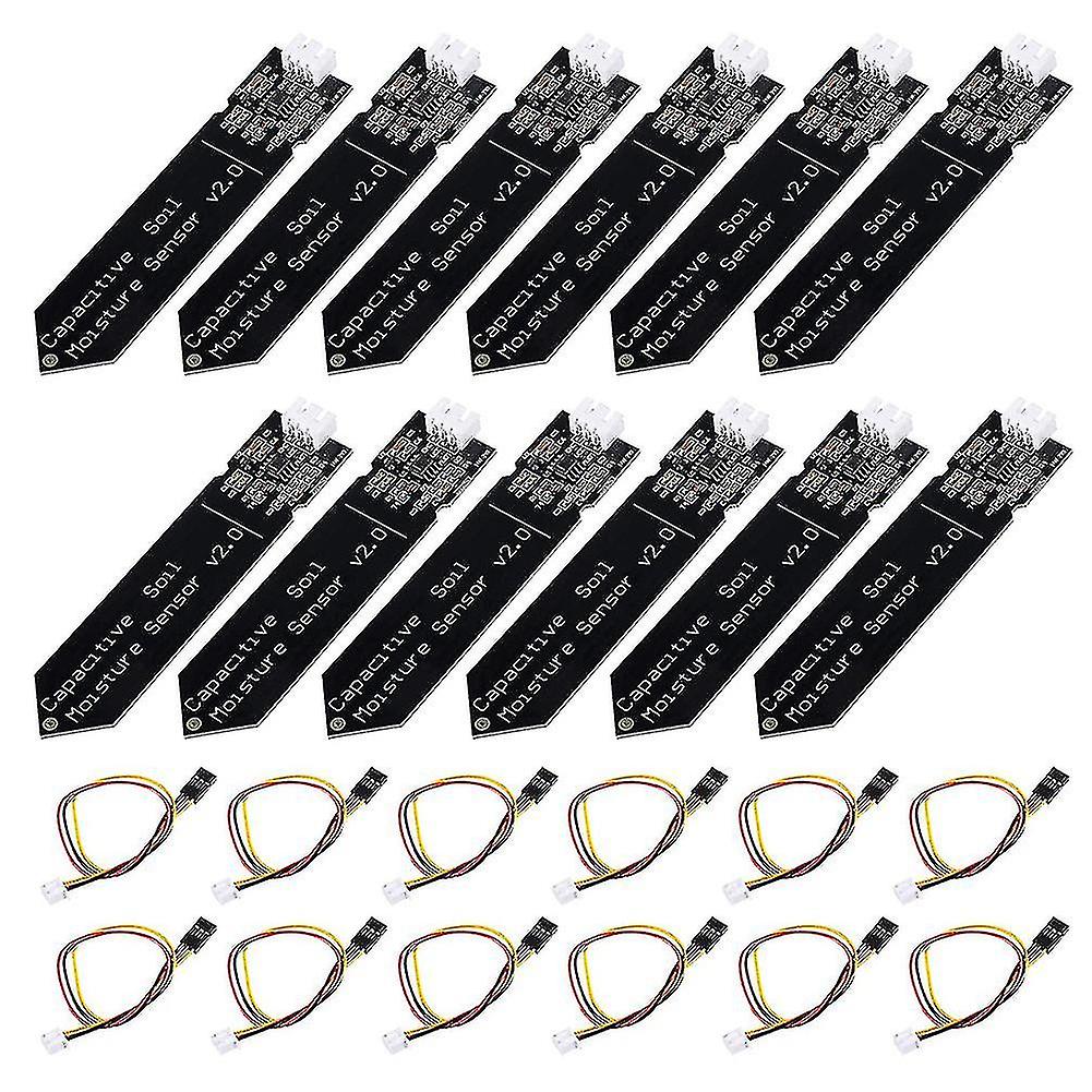 12pcs capacitieve bodemvocht sensor module 3.3-5.5v 3-pins W / gravity draad corrosiebestendig voor
