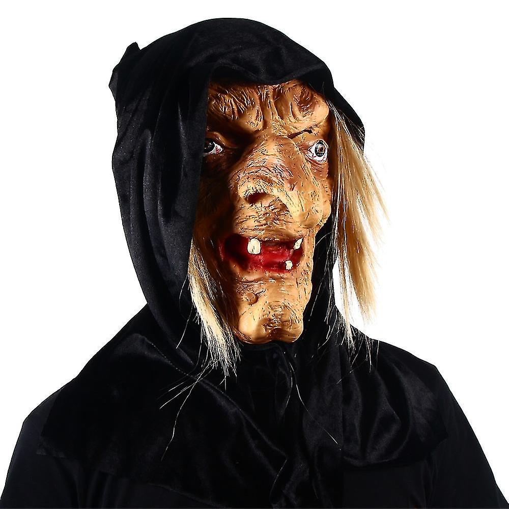 Masque De Sorcière Effrayant Avec Perruque Et Chapeau - Latex, Taille Unique Adultes | Pour Halloween, Cosplay, Fête Déguisée