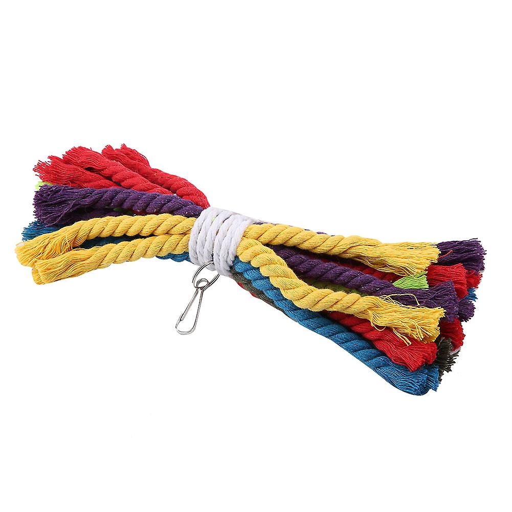 Pet Parrot Bite Chewing Toy - Durable Cotton Rope Hanging Toy for Bird Cage - Multi-Color, Large Size, Safe for Birds