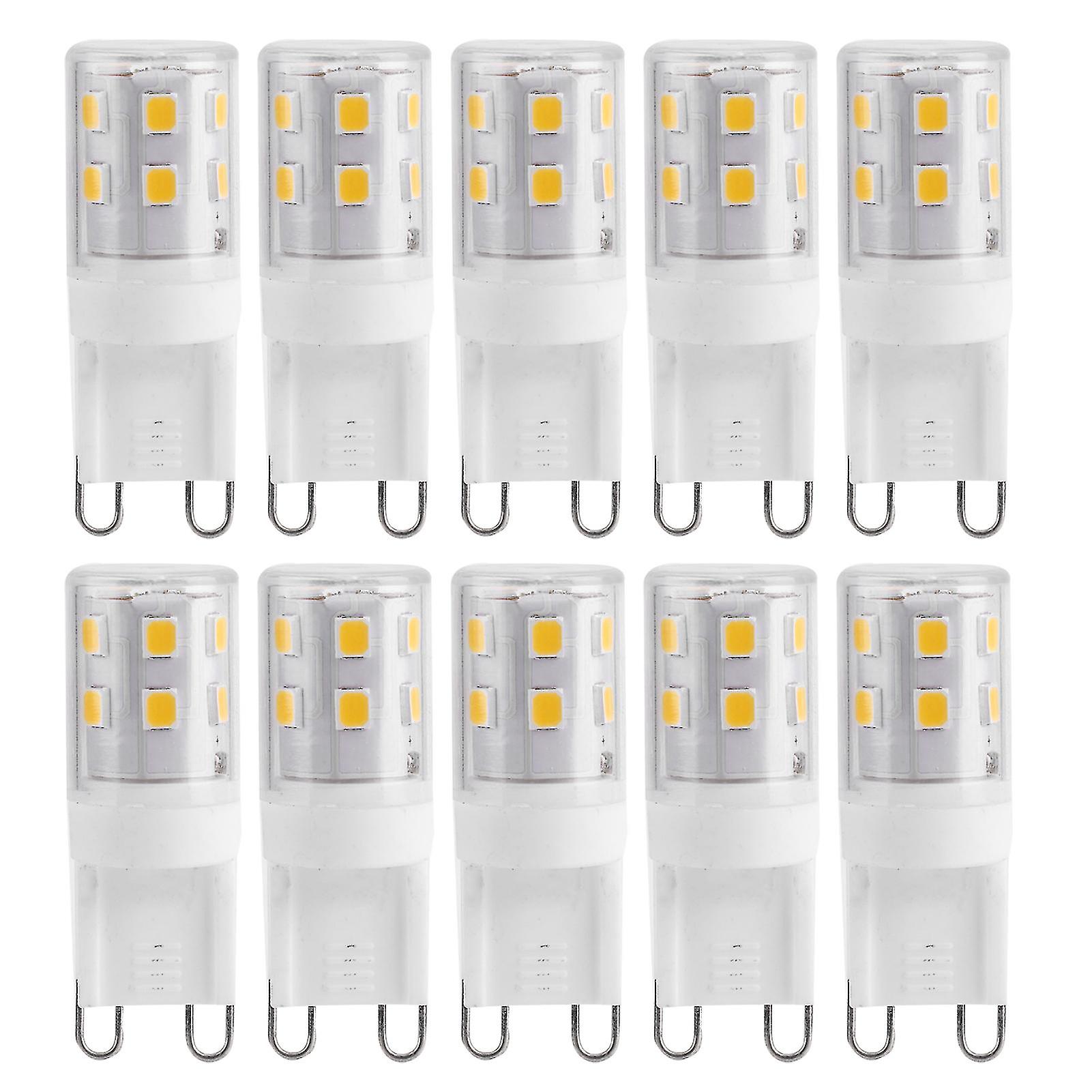 Pack of 10 2W G9 LED Ceramic Base Bulbs, 16 LEDs, for Ceiling Light, Wall Light, Home Lighting, 230V