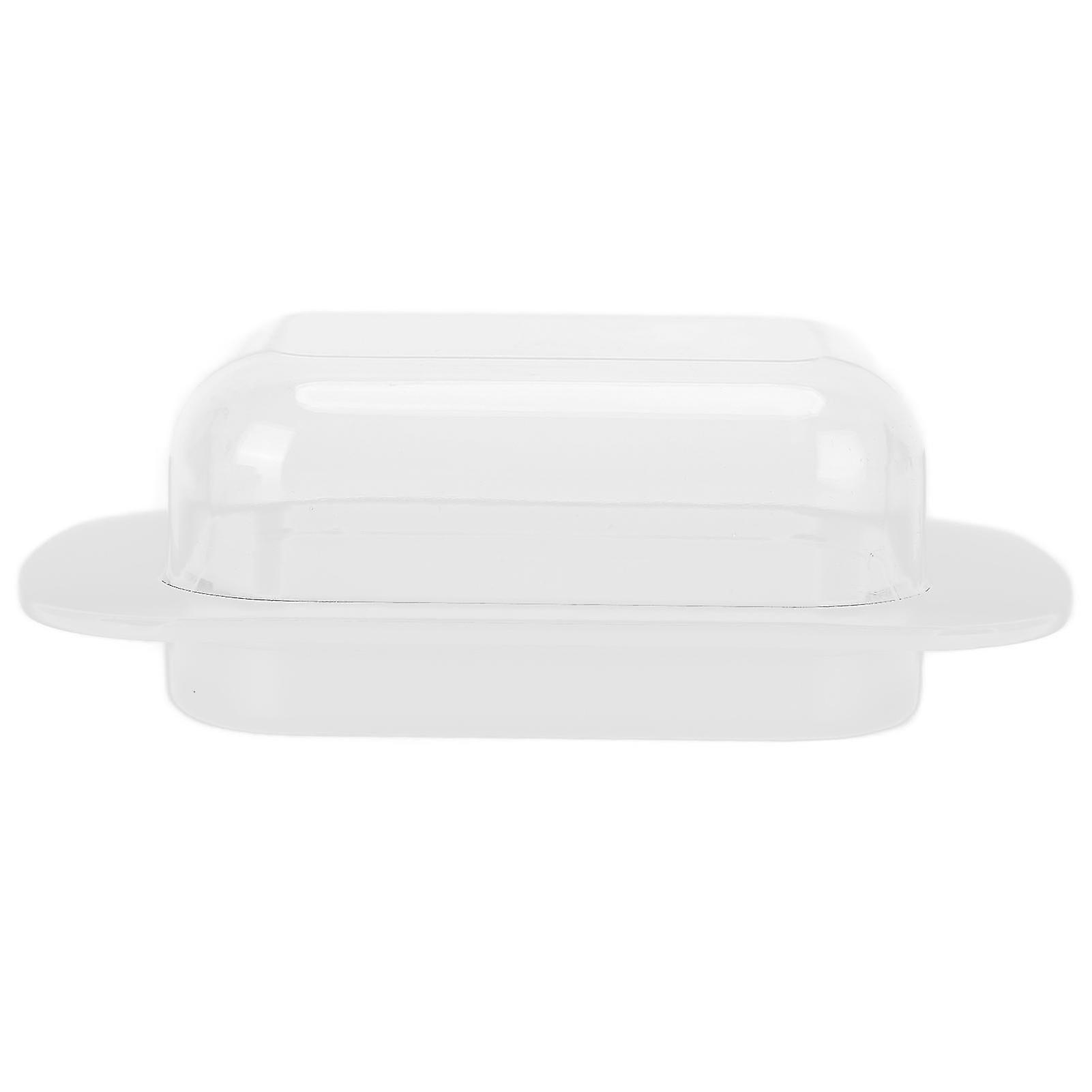 Wide Rectangular Butter Box with Lid and Knife 18.5x11.5x6.5cm White