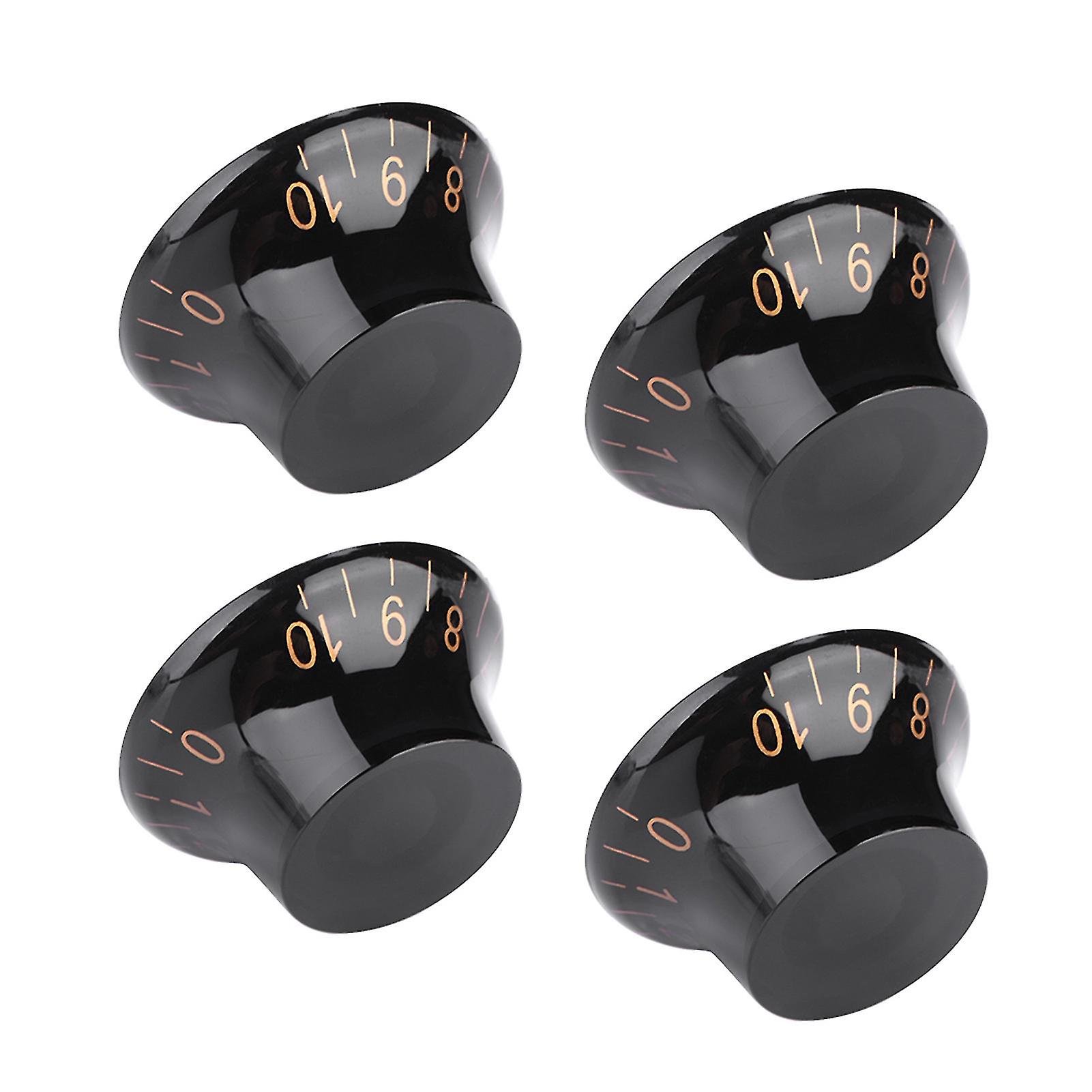 4 PCS Electric Guitar Control Knobs 2.6x1.3cm Black+Gold Set