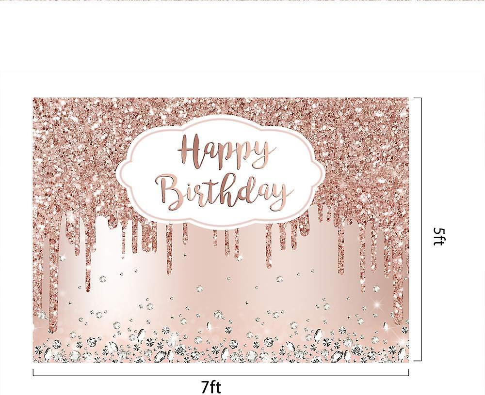 Mocsicka Rose Gold Glitter Diamonds Birthday Backdrop - 7x5 Ft Vinyl Banner For Women's 16th, 18th, 21st Party - View #12