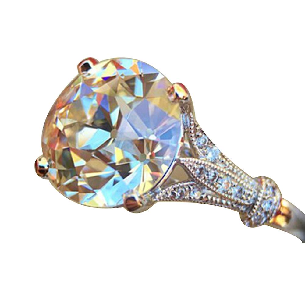 Mode Femmes Grand Rond Cube Zircone Mariage Fiançailles Bague Doigt Bijoux