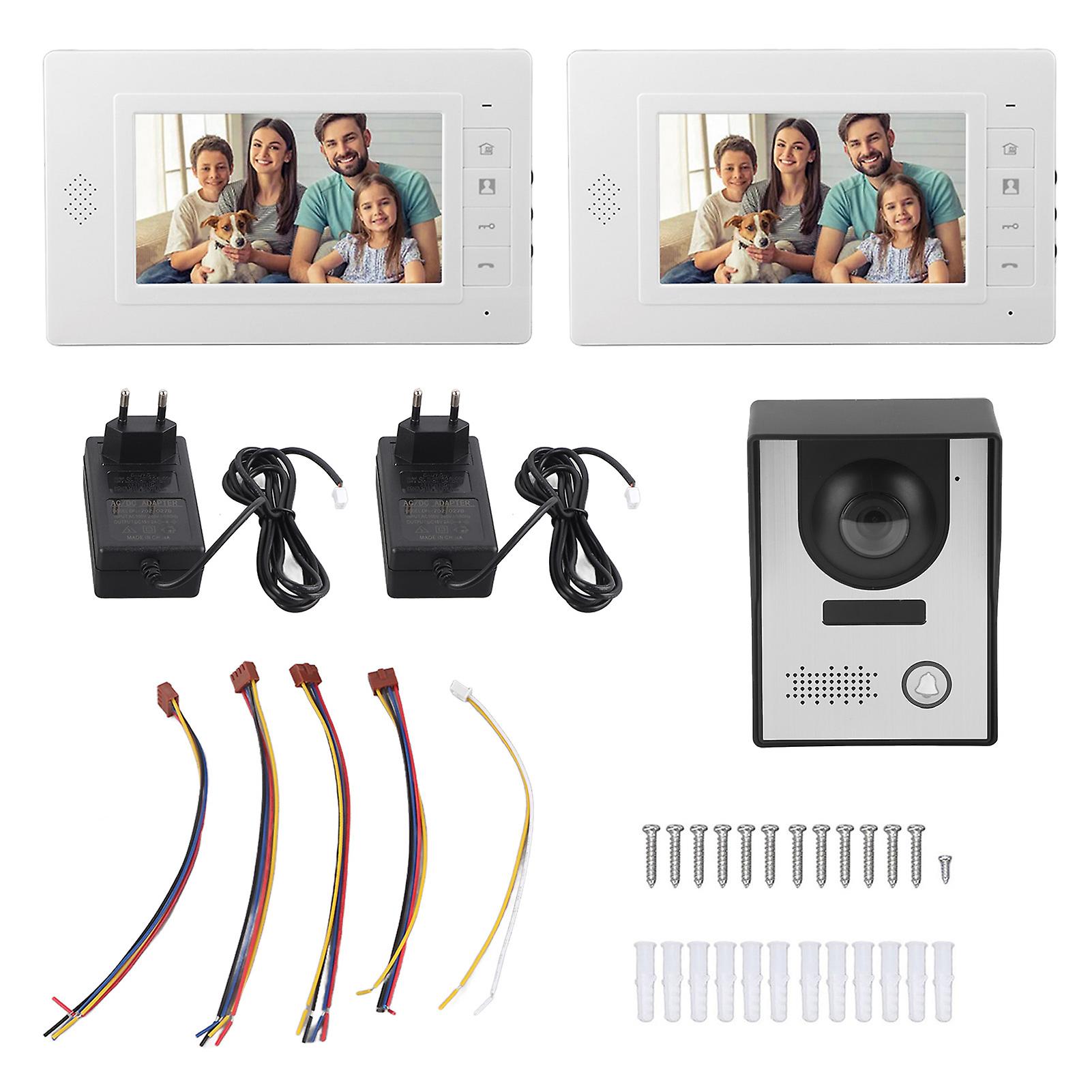 7-Inch Video Door Phone Kit - Night Vision Intercom System with Adjustable Settings