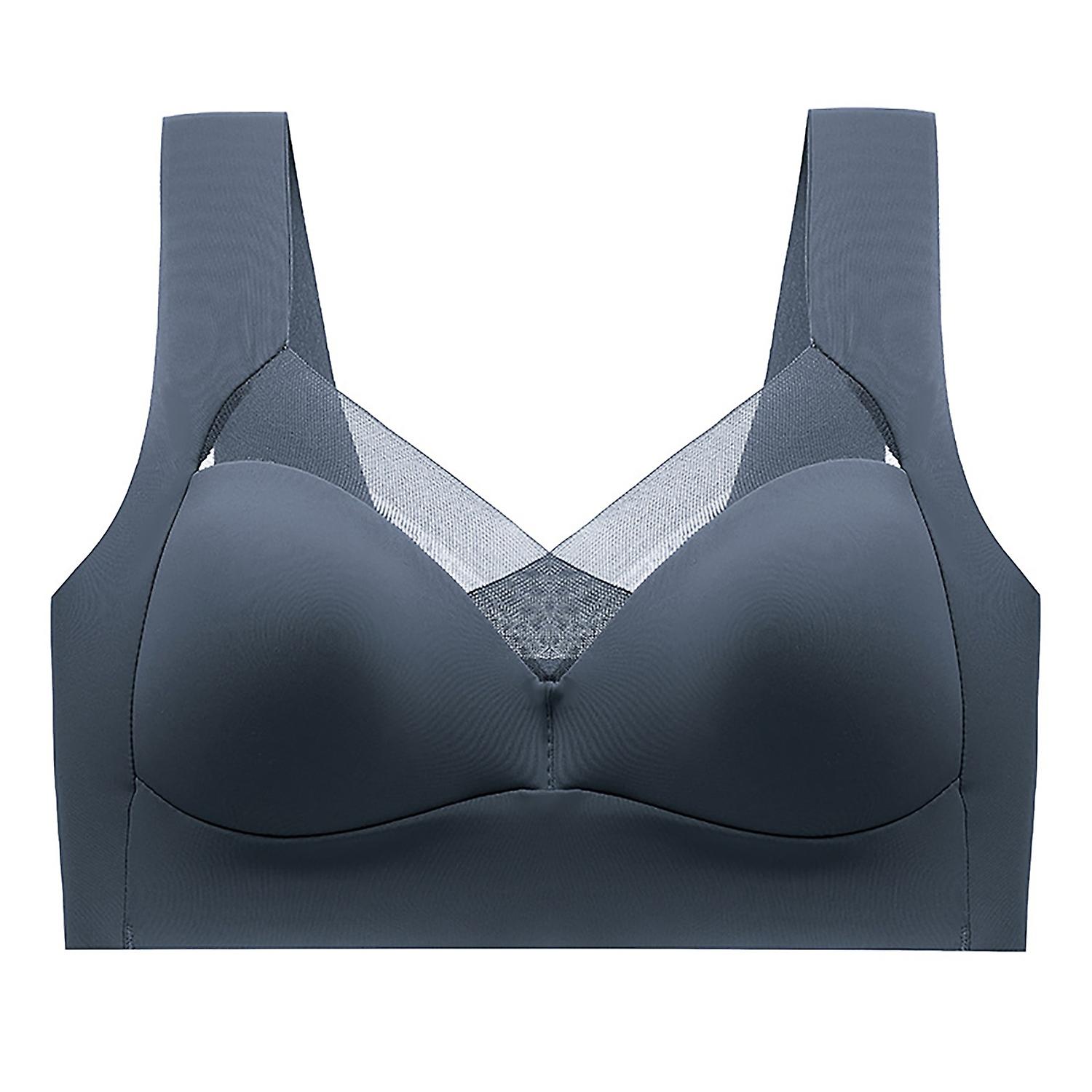 Breathable Wireless Brassiere Solid Soft Bouncy V-neck Smoothing Full-coverage Underwear for Yoga