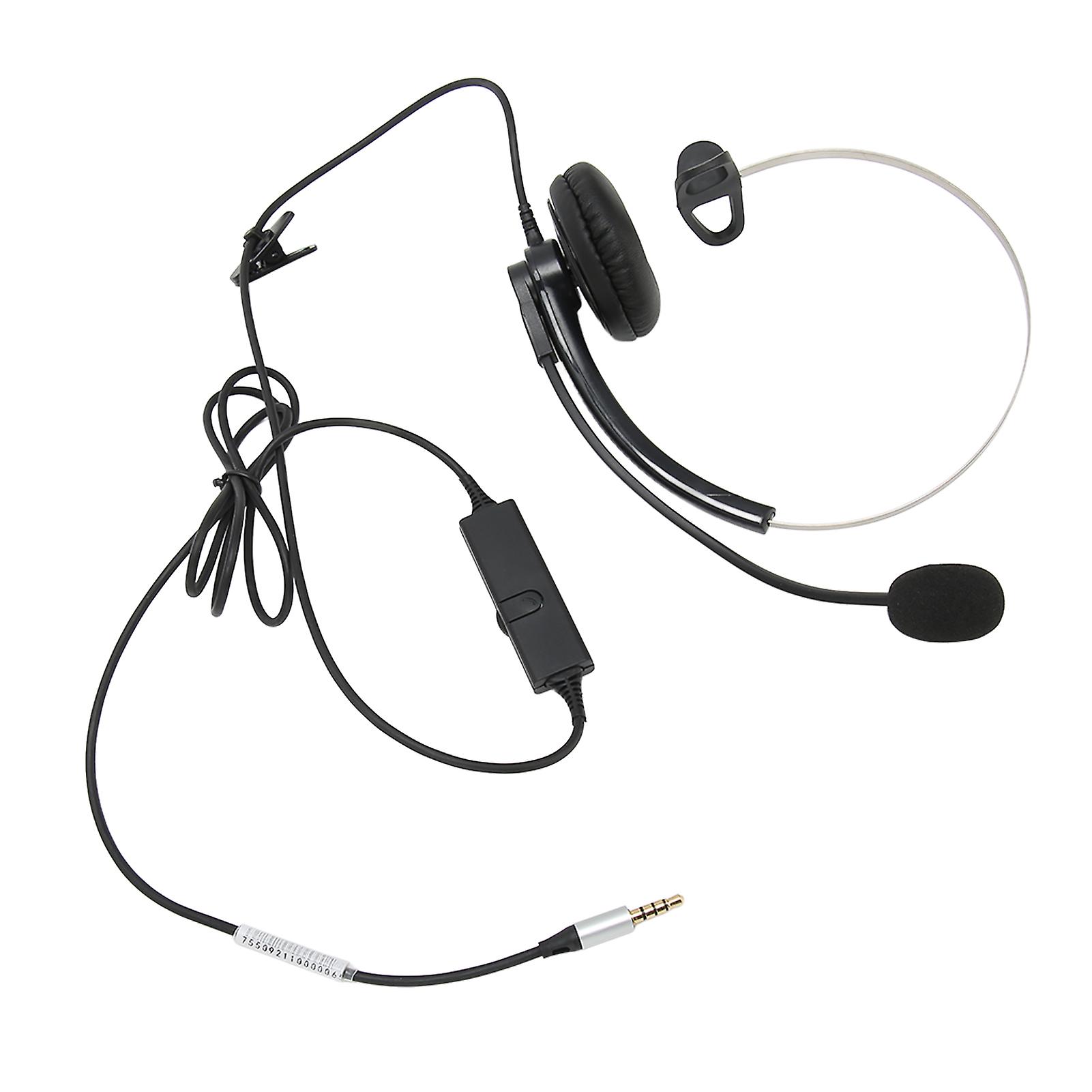 Single Ear Wired Headset Noise Canceling HD Calling Telephone Headset for Call Center Office Business Online Course Single 3.5mm Interface 