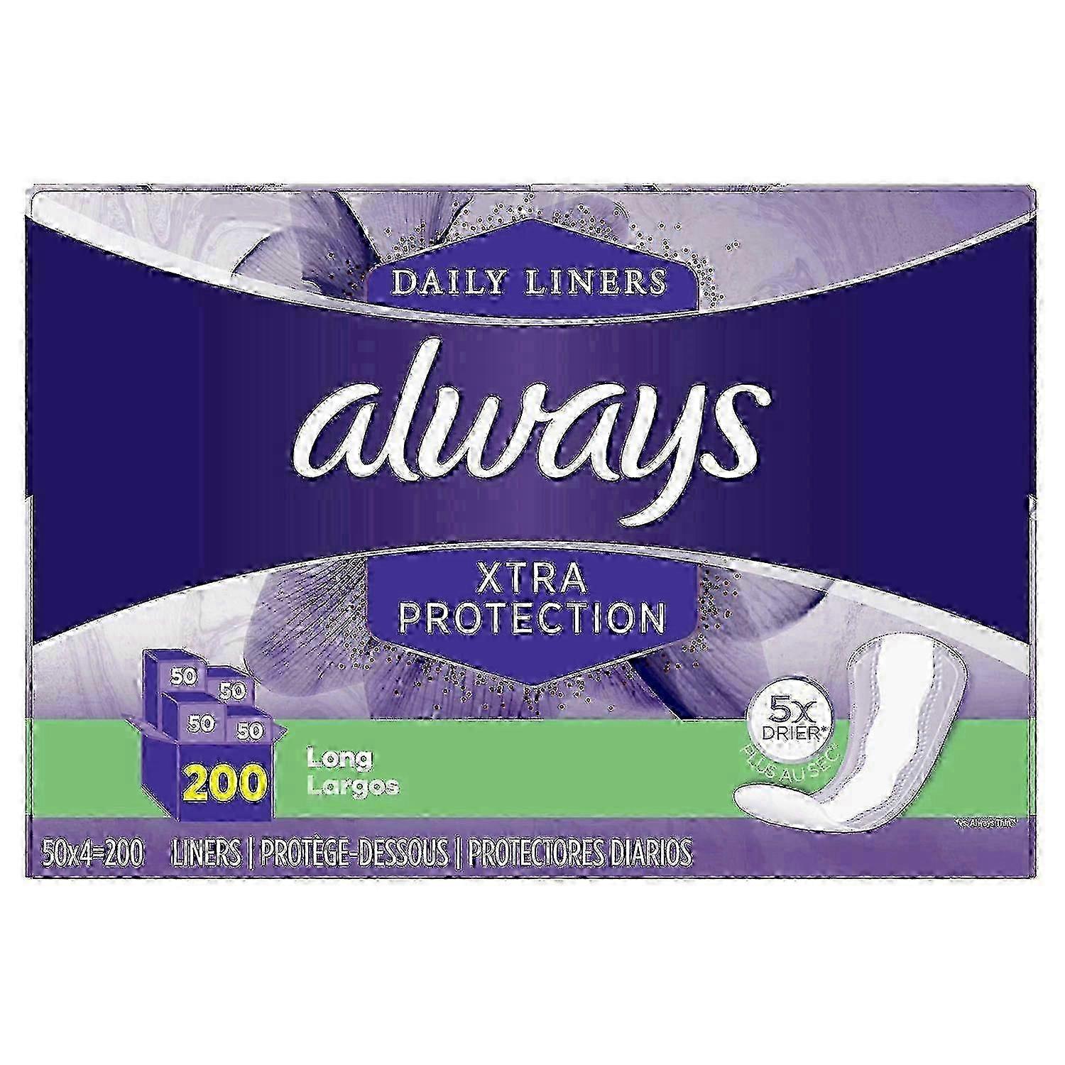 Always Anti-bunch Xtra Protection 日常眼线笔，长，无味，200 片