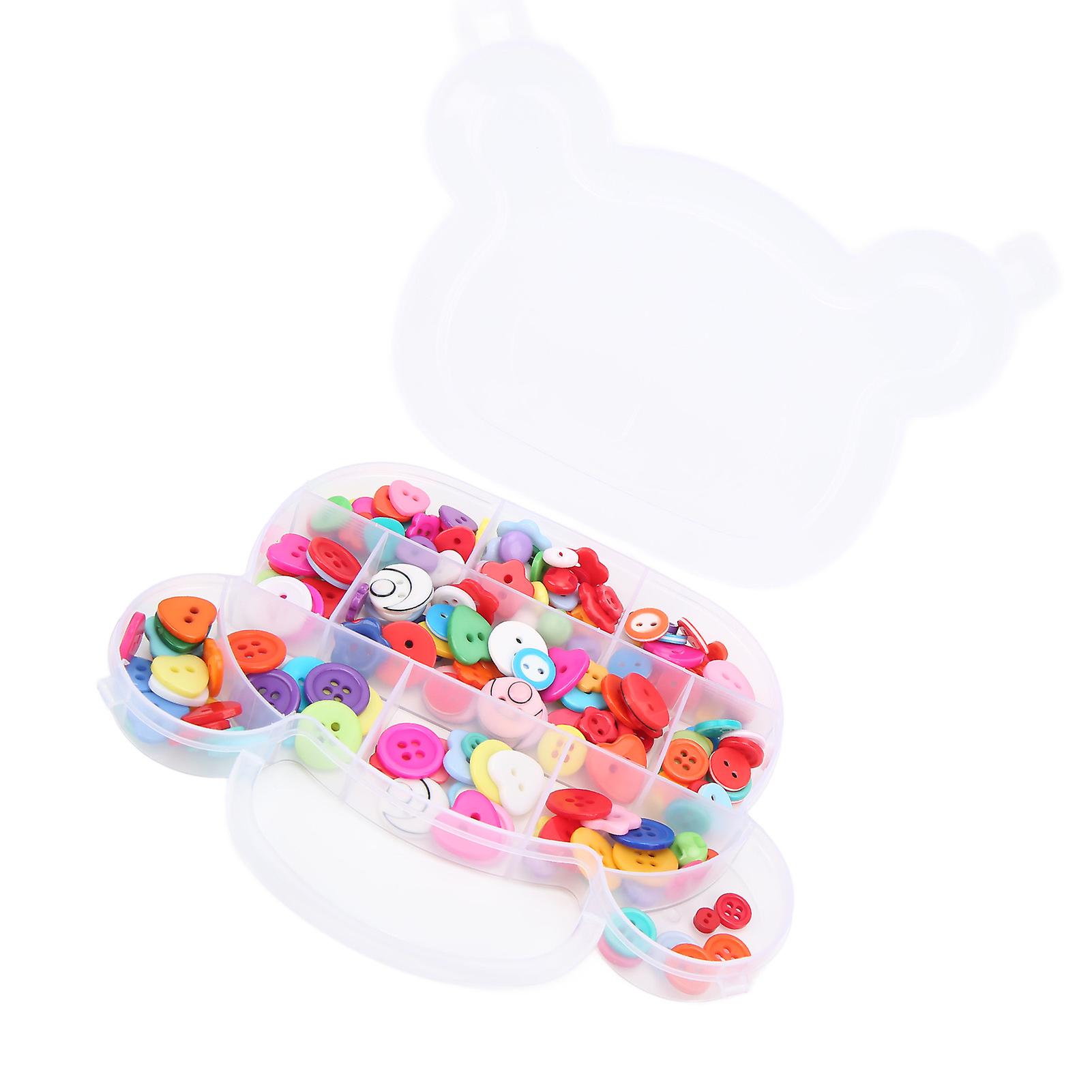 200pcs Mixed Color Resin Round & Heart Sewing Buttons with Box