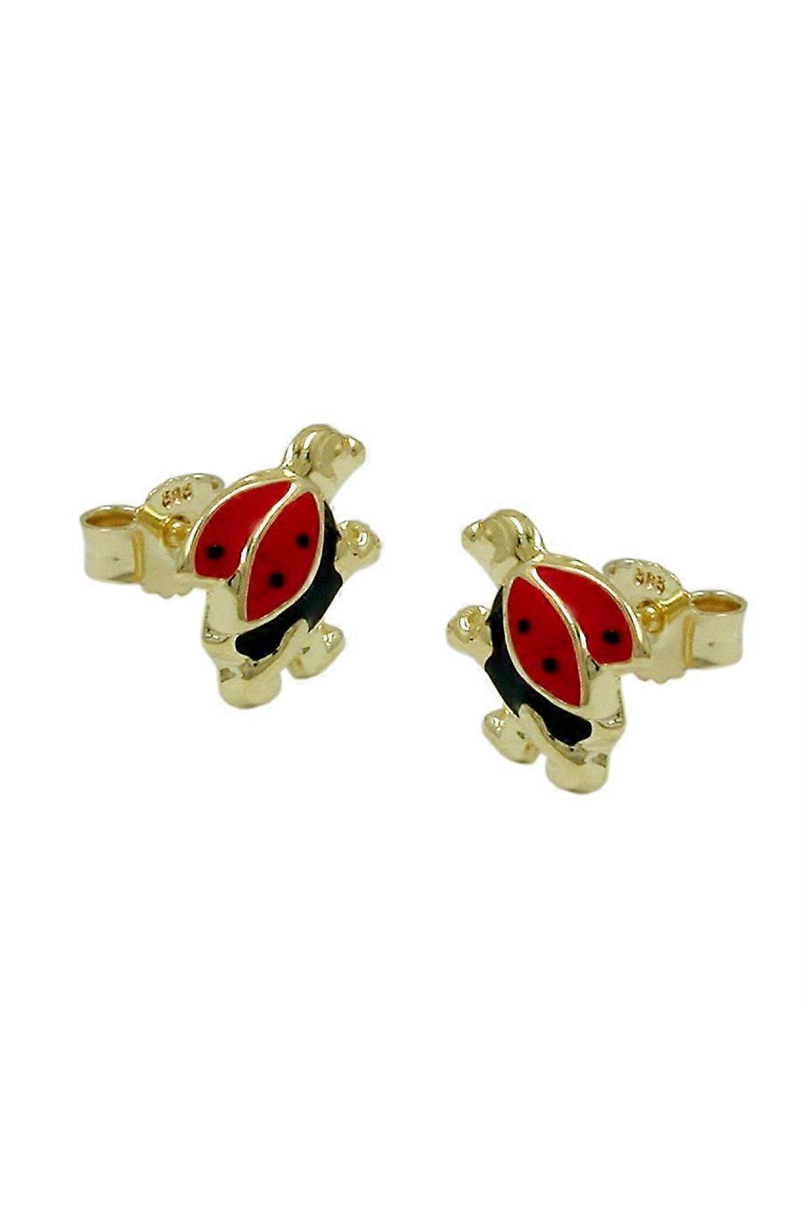 Stud Earrings Ladybird Black Red Dots 9k Gold - Gl430460