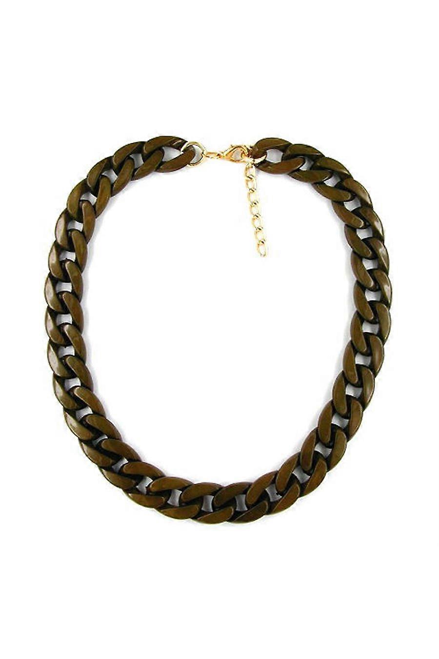Necklace Curb Chain Dark Olive Green - Gl05852