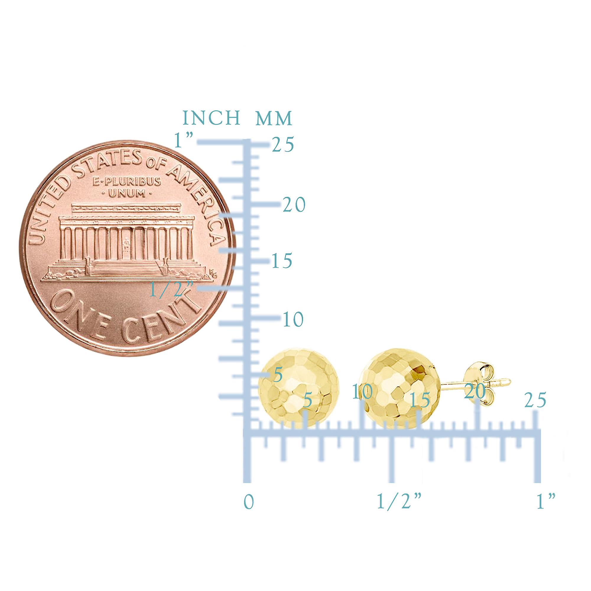 Orecchini a sfera decorata lucida in oro 14K da 7,5 mm