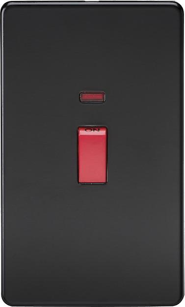 Knightsbridge Screwless 45A 2G DP Switch with Neon - Matt Black - SF8332NMB