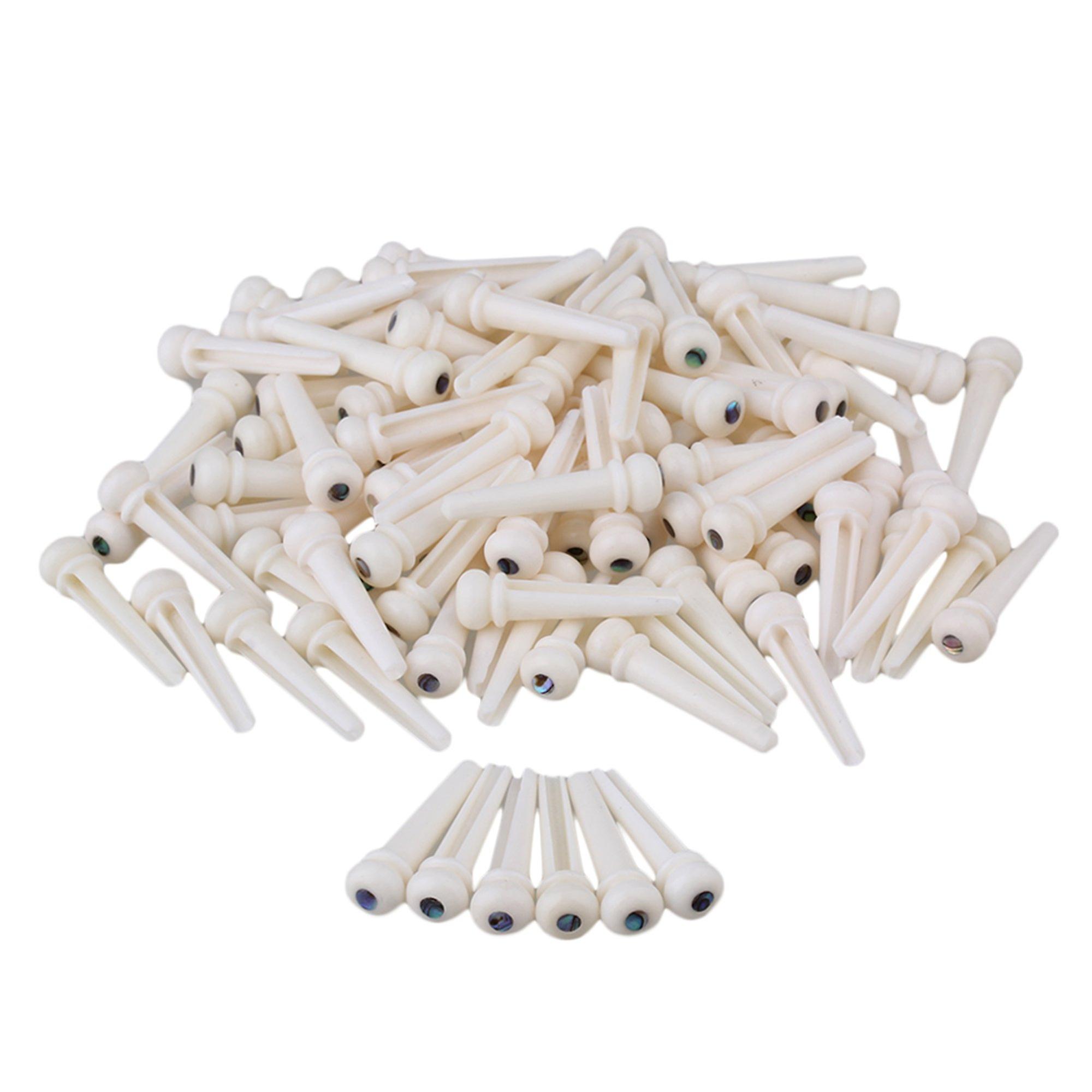 120xAcoustic Guitar Beige Cattle Bone Bridge Pins with Multicolour Shell Dot