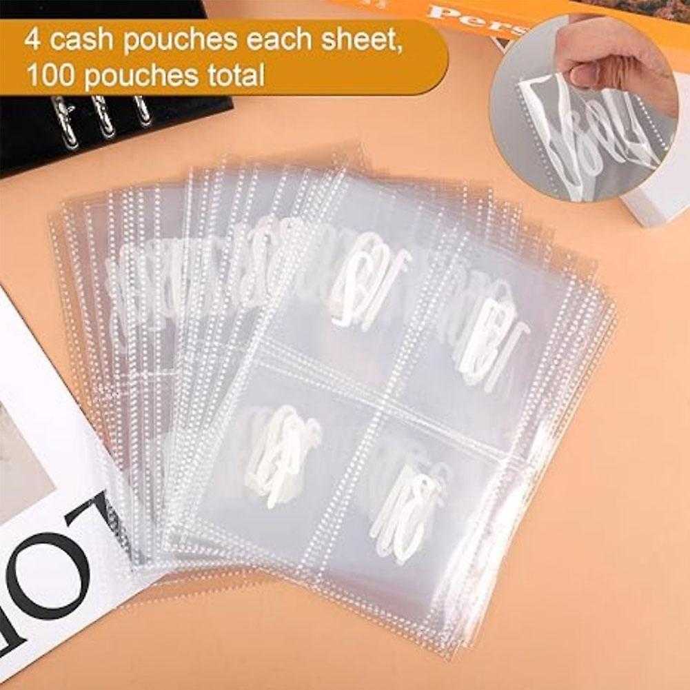 A5 Cash Saving Book Double-Sided 4 Pocket 100 Slots Money Stuffing Folder