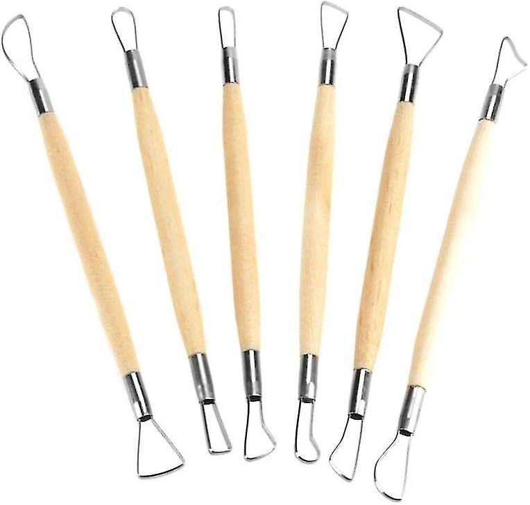 6Pcs Clay Sculpting Tool, Pottery Sculpting Tool Clay Chisel Pottery Sculpting Set Wooden Handle Cer