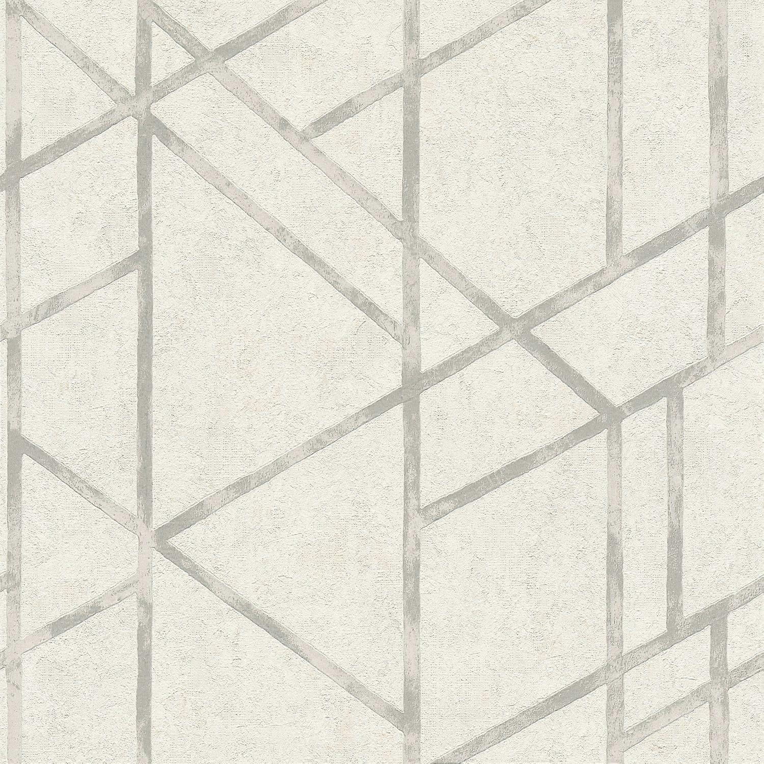 Graphic non-woven wallpaper wall Profhome 369285-GU slightly textured with graphical pattern shiny silver white