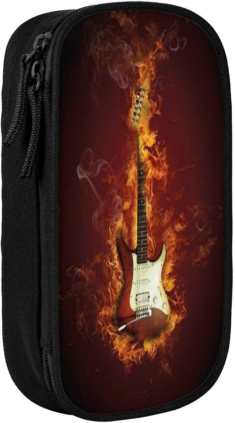 מקרה עיפרון גיטרה אש גיטרה חשמלית מקרה עיפרון קיבולת גדולה מארז עט בנים מקרה עיפרון, למשרד, בני נוער34572