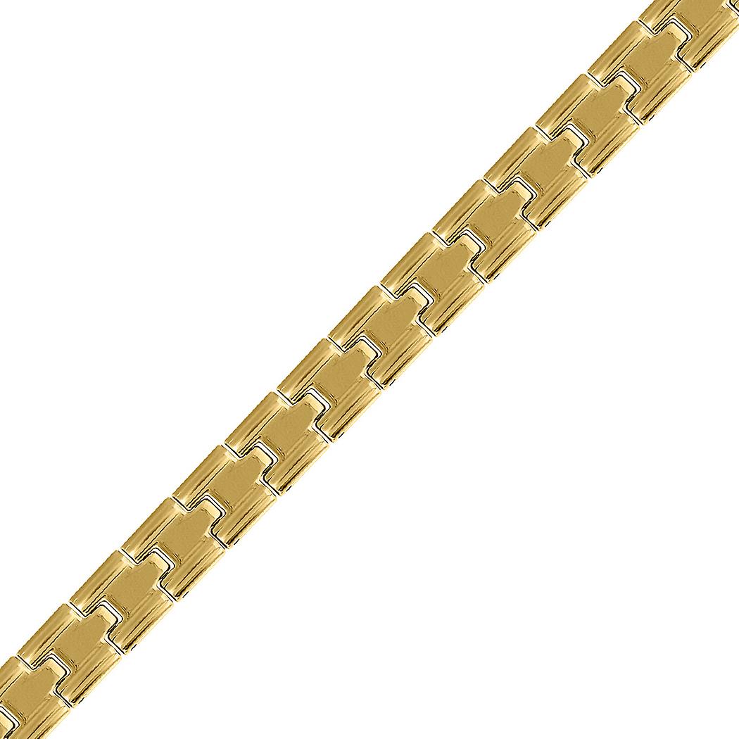 Pulseira masculina de aço inoxidável amarela com elos de 8,5 polegadas.