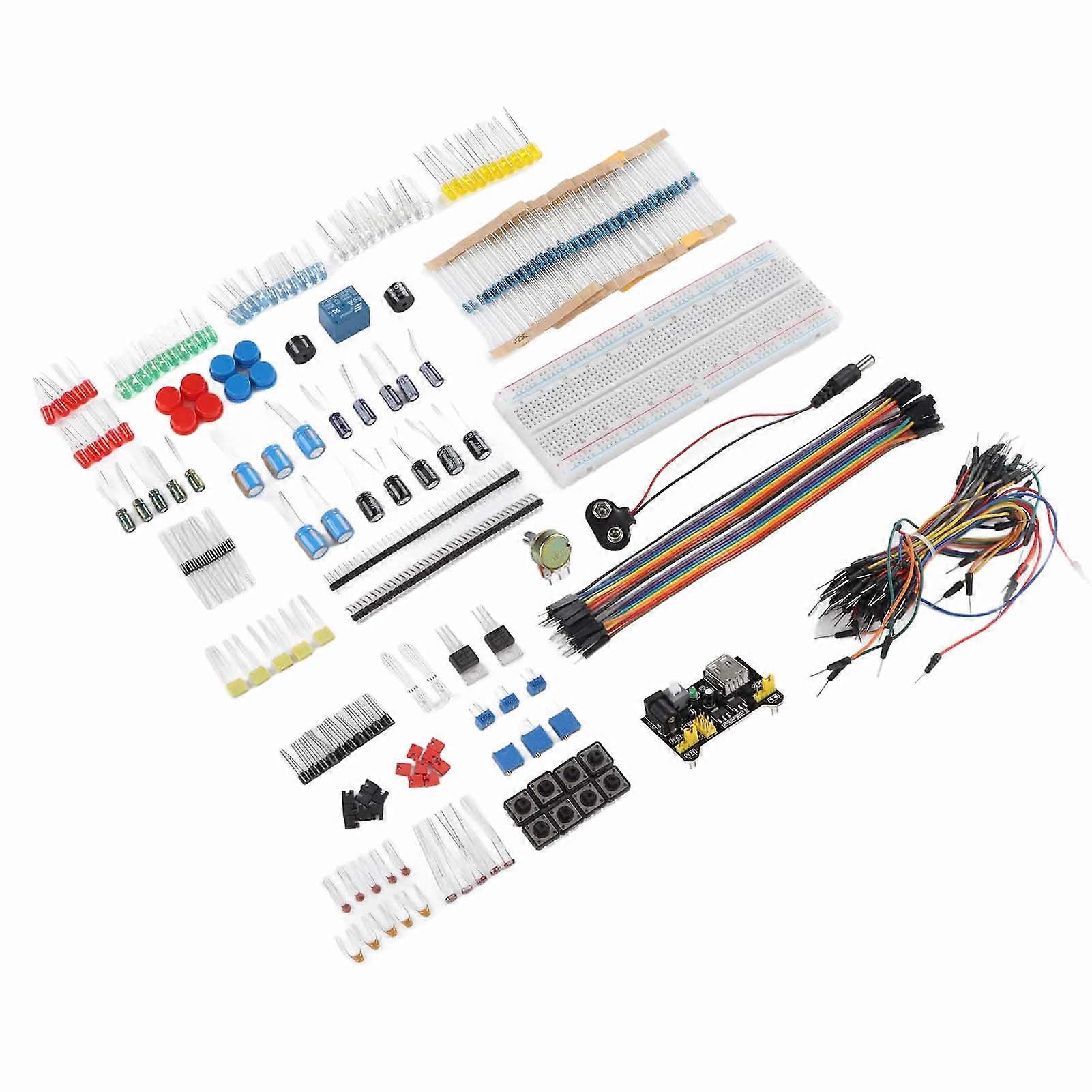 Electronics Component Kit Starter Fun Assortment 830 Tie Points Breadboard Resistor Capacitor Diode Module for R3 