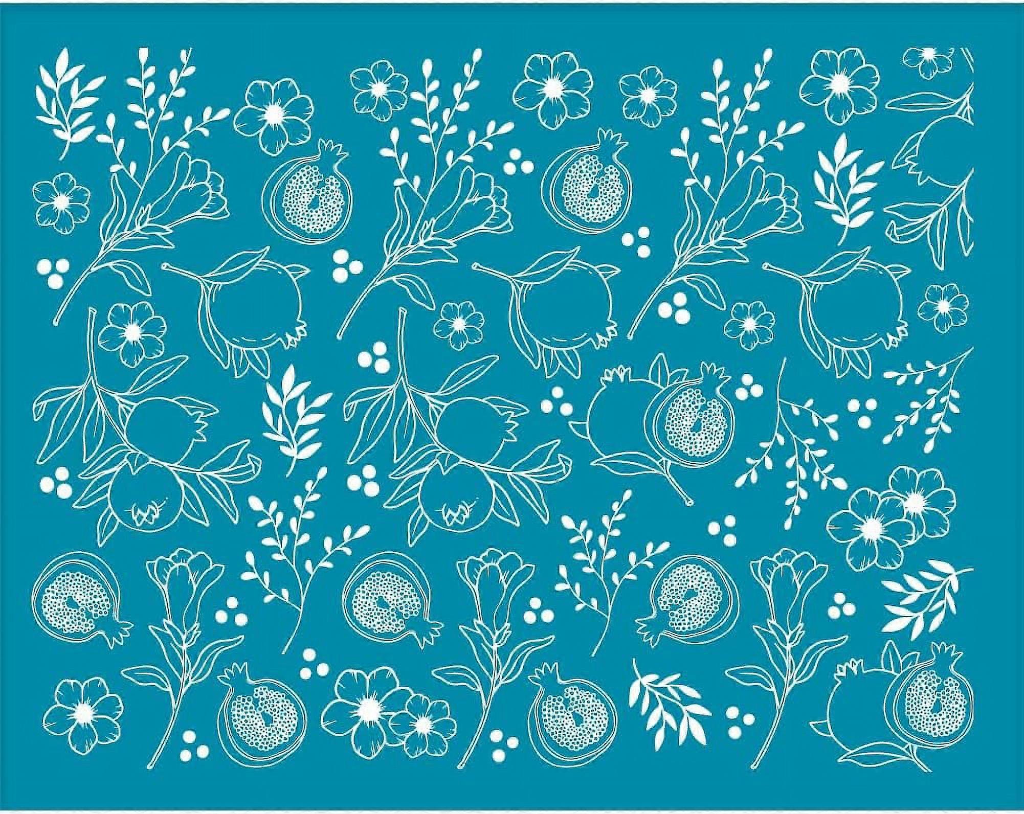 1pc Silk Screen Stencil for Polymer Clay Pomegranate Silk Screen Printing Stencils Flower Leaves Reusable Clay Stencil