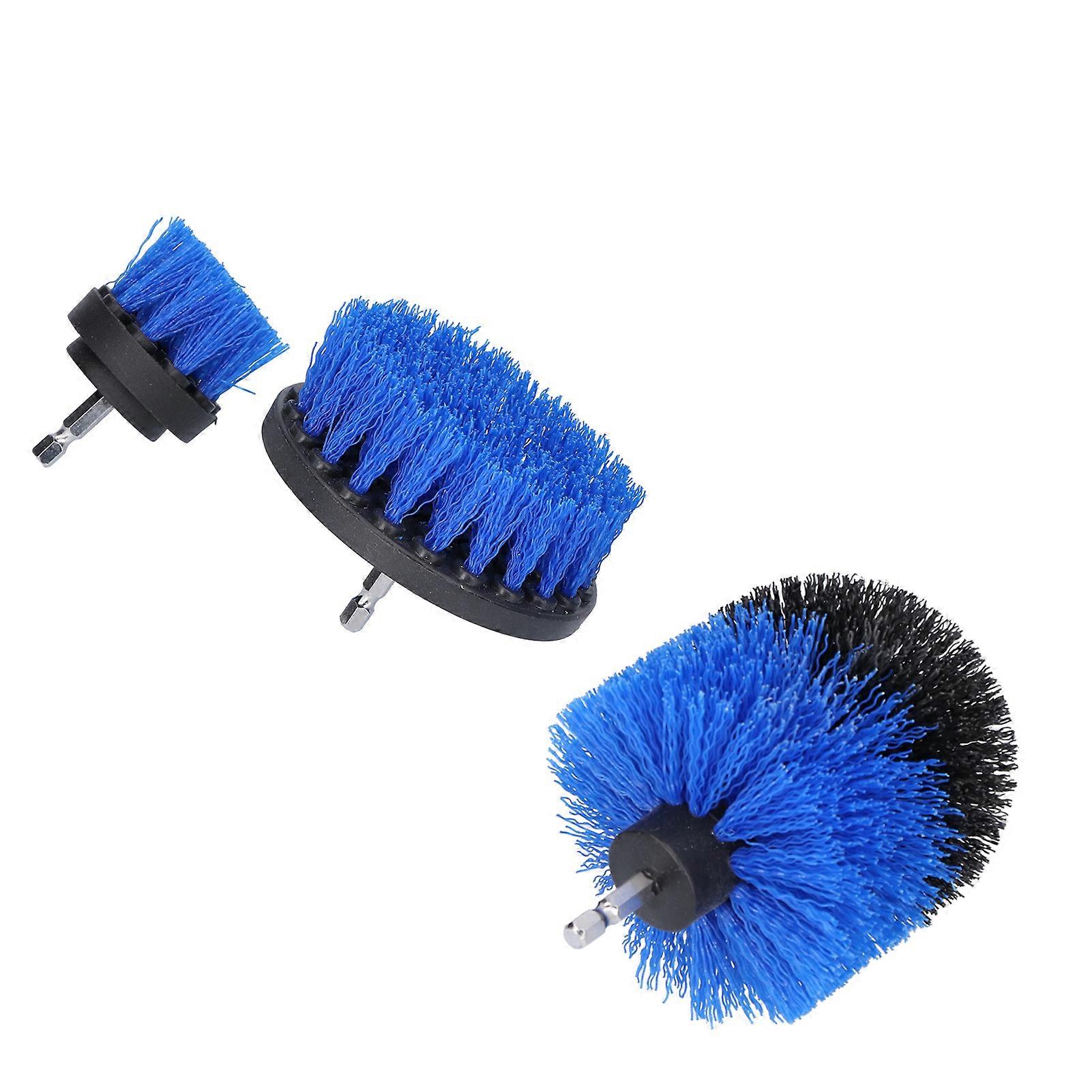 3pcs מקדחה מברשת מצורף כוח scrubber ערכת אריחים אמבטיה שטיח הרצפה ניקוי כחול