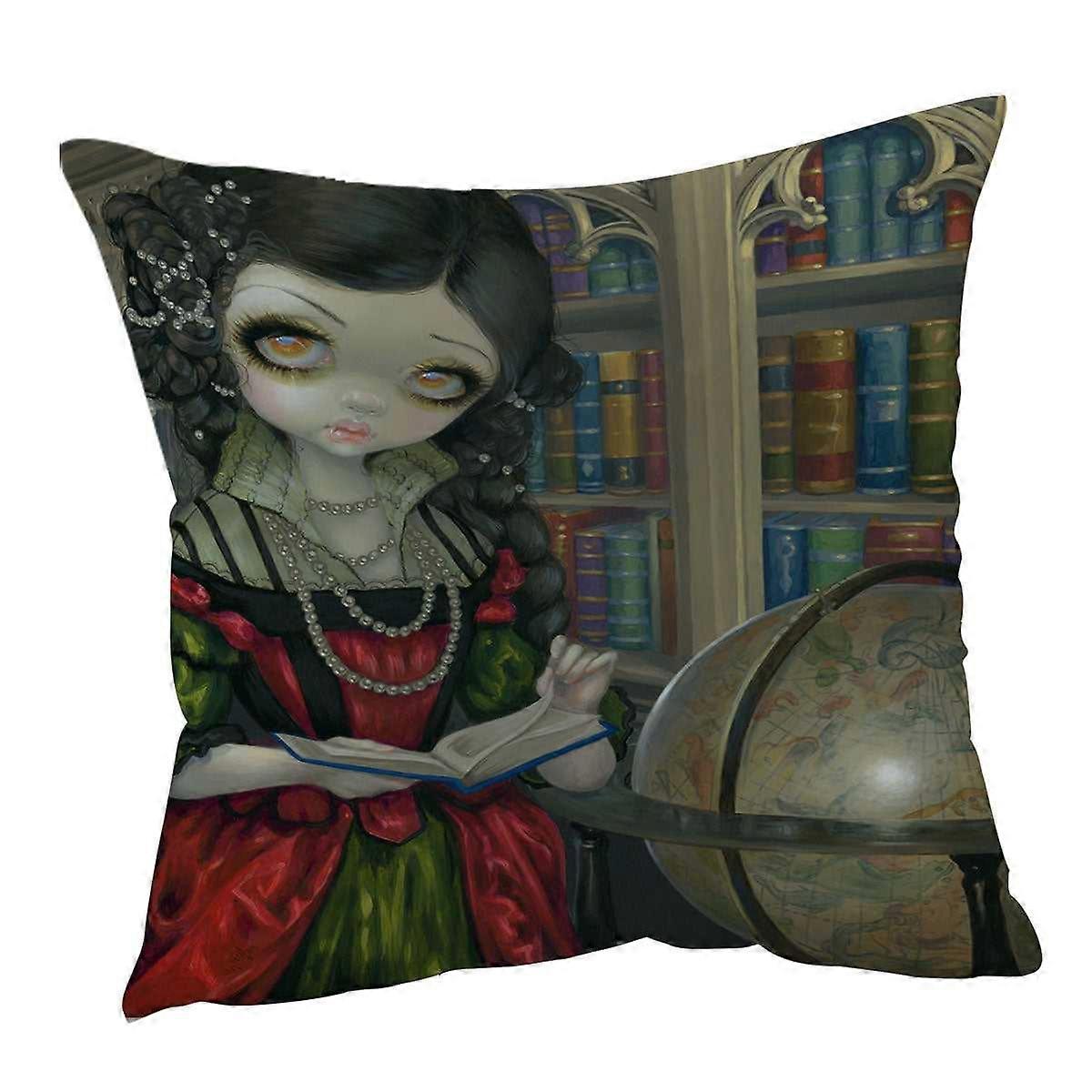 The Vampires Dark Library I Vampiri La Libreria Cushion Cover
