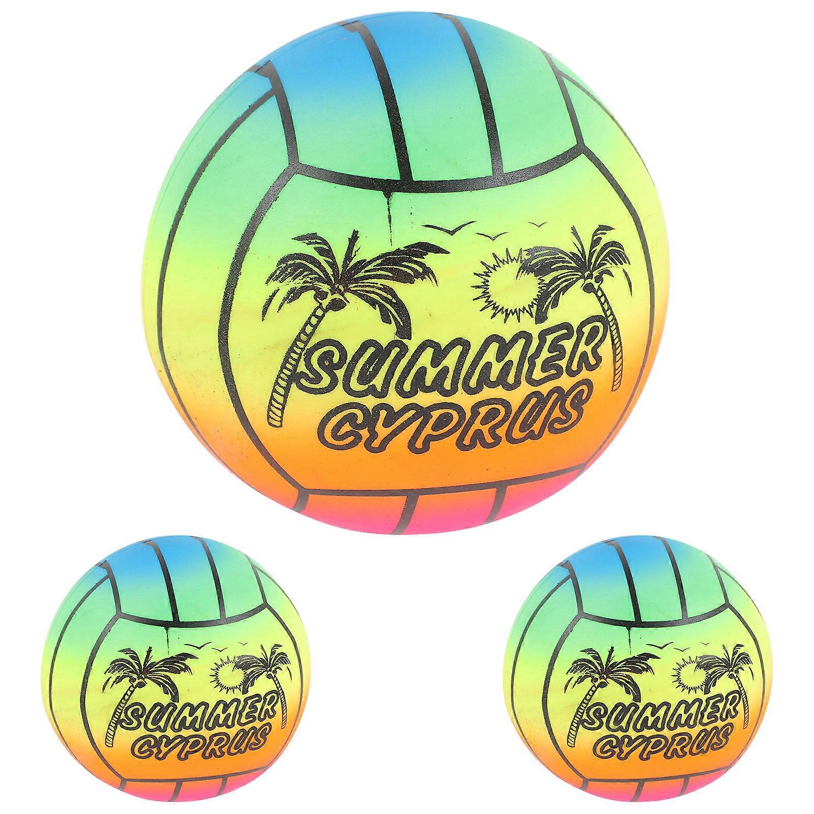 3 Pcs 16 CM Rainbow Balls Elastic Eco-friendly PVC Beach Play Ball Kickball Flap Ball Children Toy for Indoor Outdoor Playground Activities (Random Pa