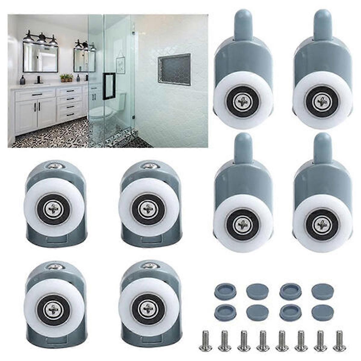 8PCS τροχαλία ντους -4 * ενιαία άνω διάμετρος ροδών 25mm 1 τιμή μονάδας + 4 * ενιαία χαμηλότερη διάμετρος ροδών 25mm 1 τιμή μονάδας