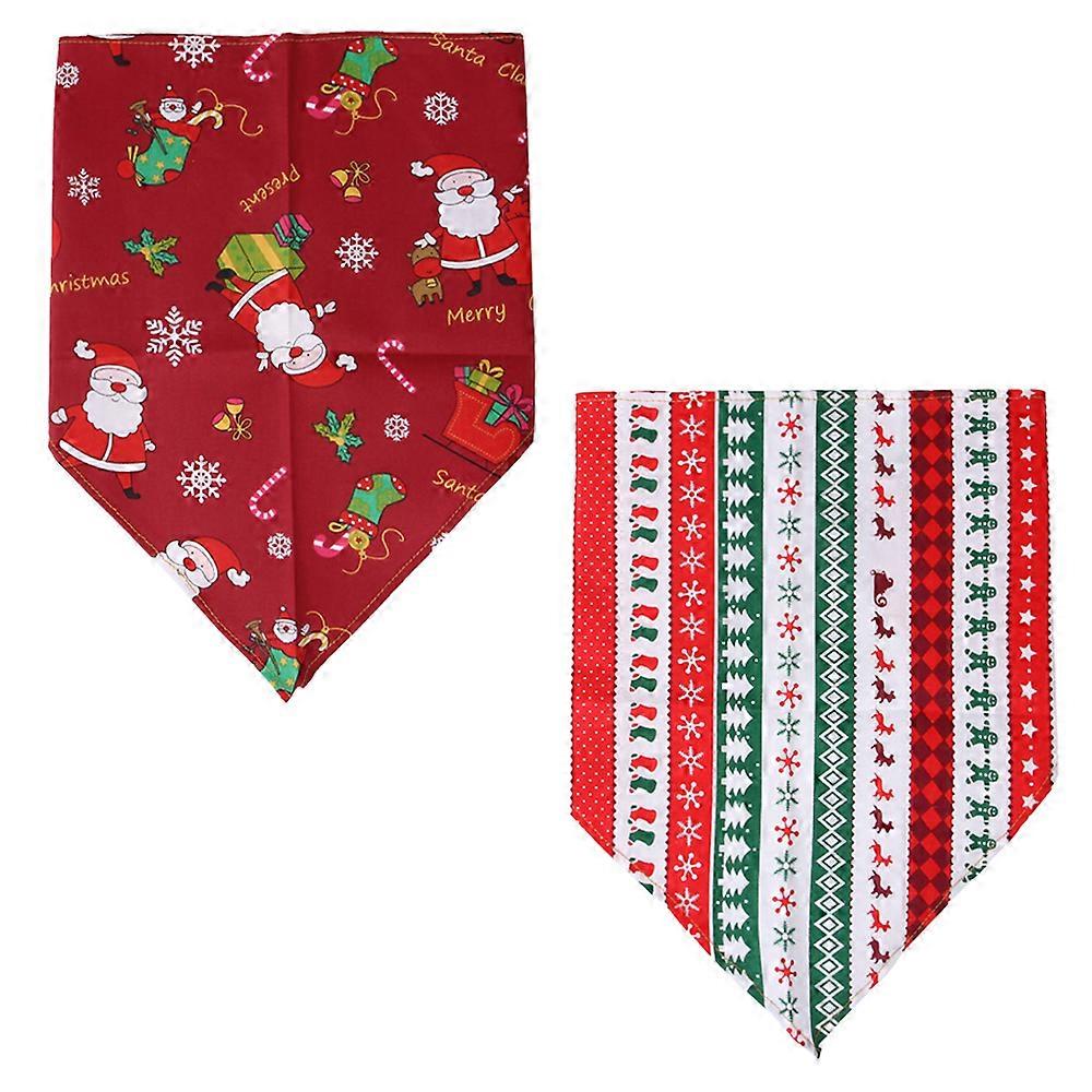 Breathable Pet Triangle Scarf Bibs, Full of Christmas Element Patterns, for Dogs and Cats