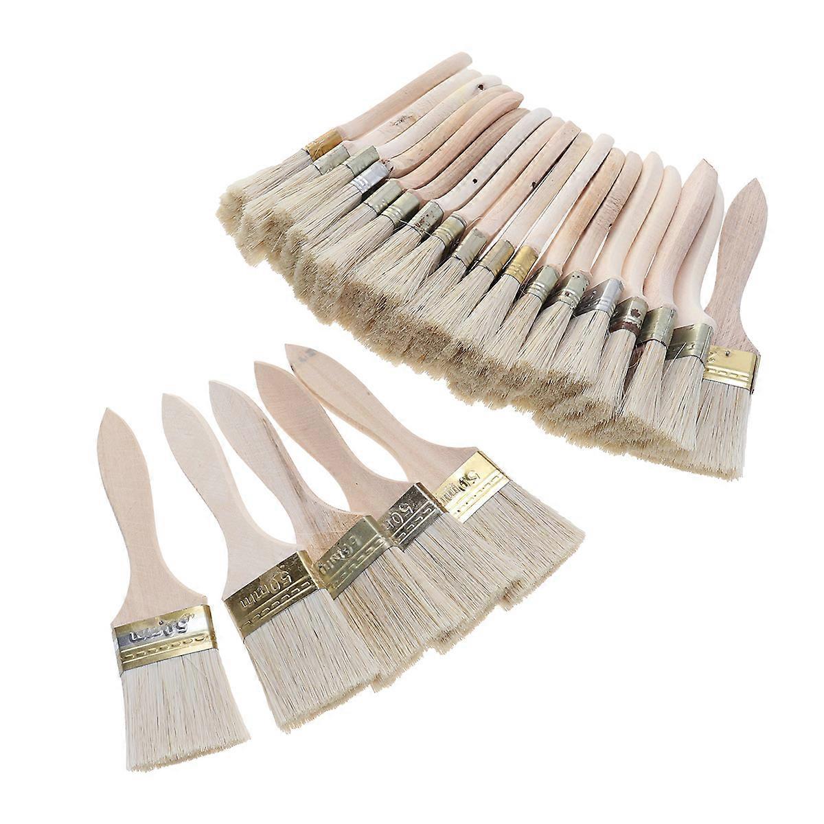 23pcs Paint Brushes Wooden Handle Bristle Brush for Wall and Furniture Painting (2inch, Thin Handle)