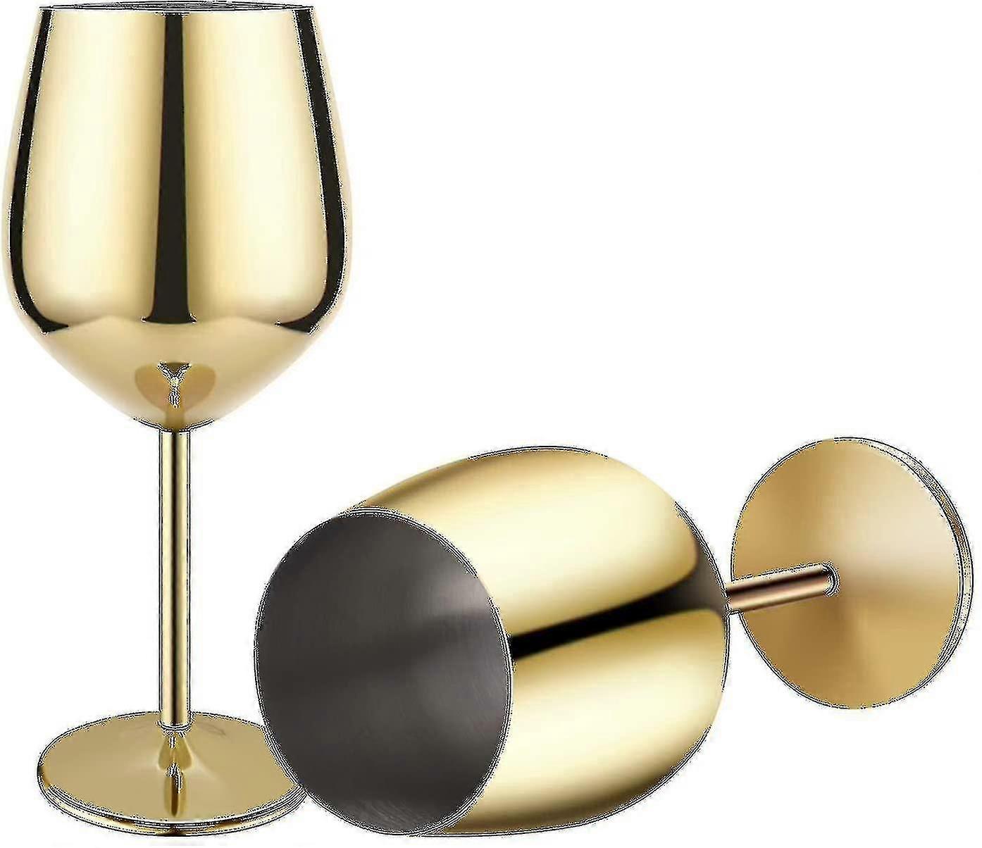 Guld finish vinglas, 2 rustfrit stål cocktailglas